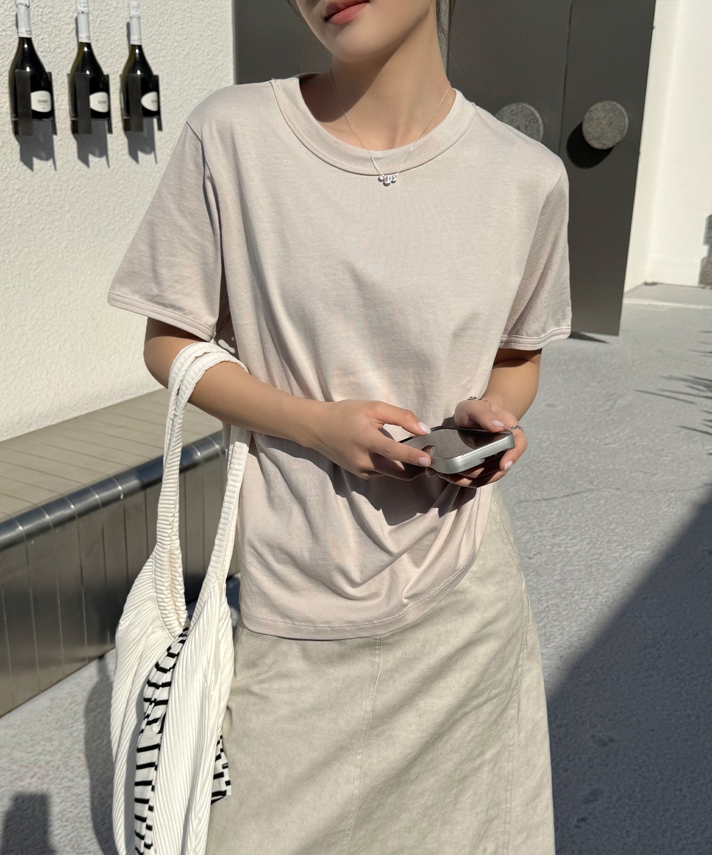 クルーネック ベーシック 半袖 コットン Tシャツ