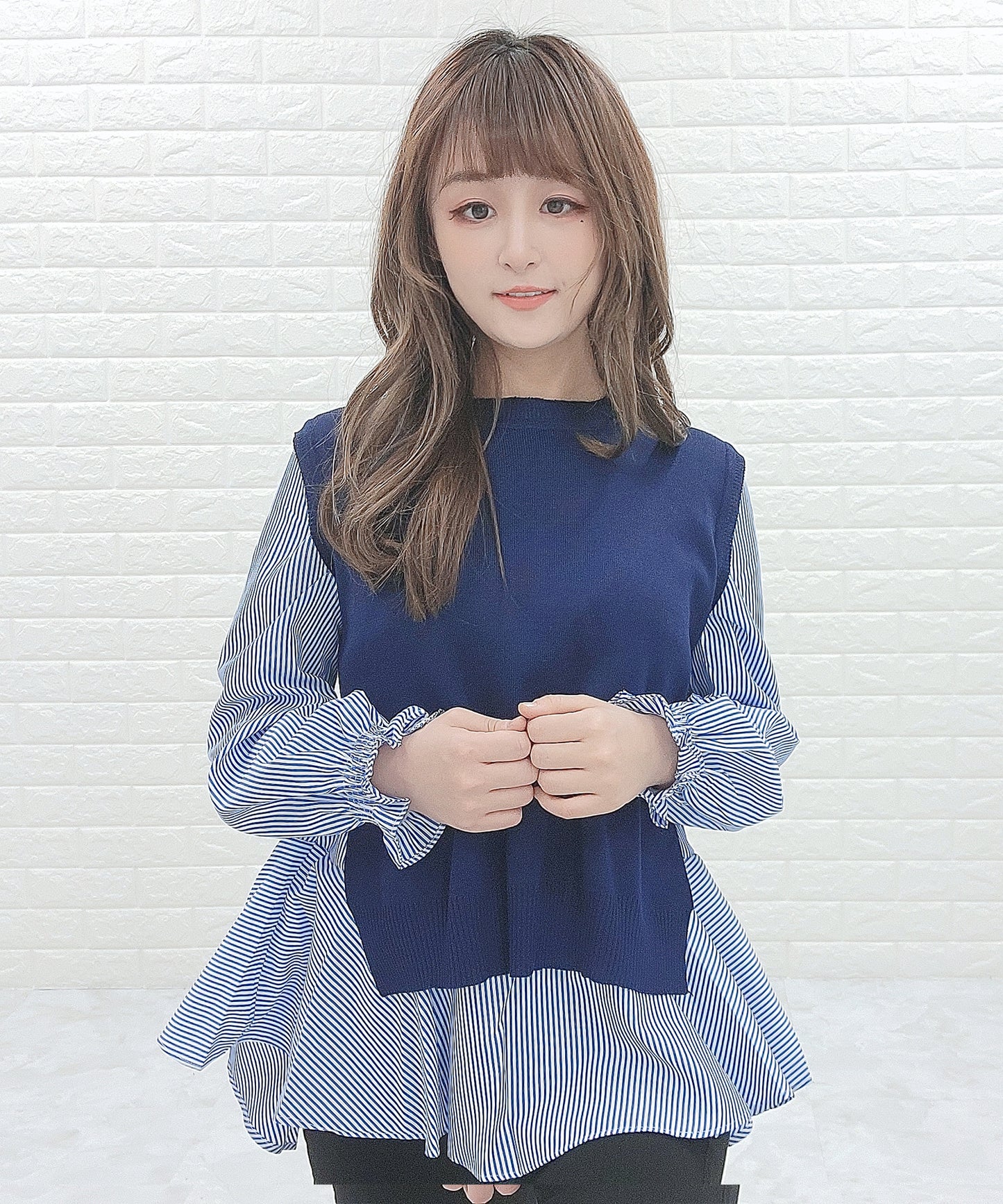 2way ニット ブラウス レイヤードセット