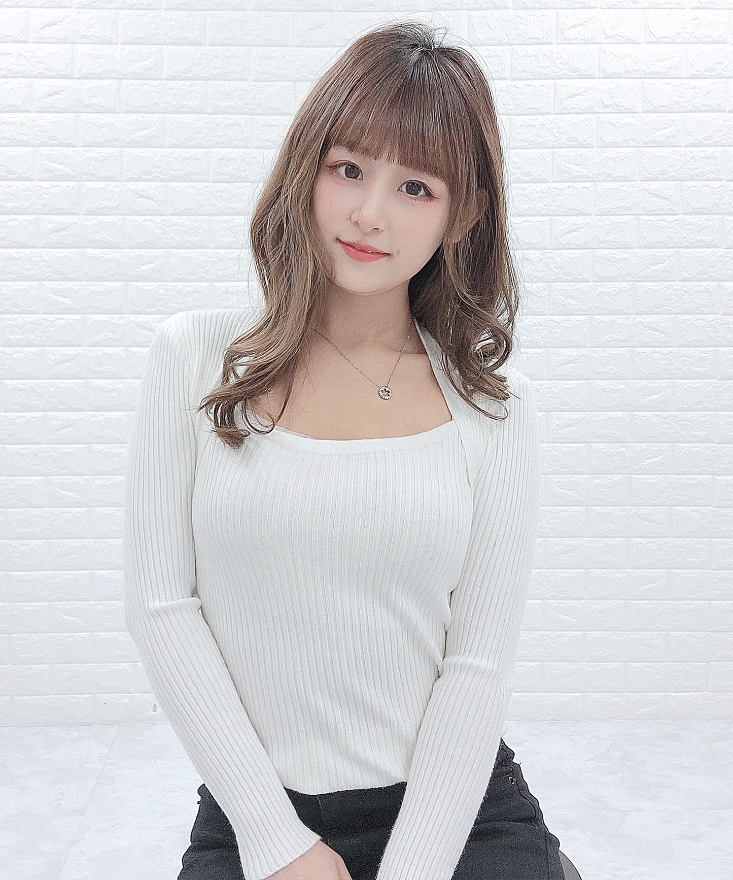 スクエアリブ 長袖ニット