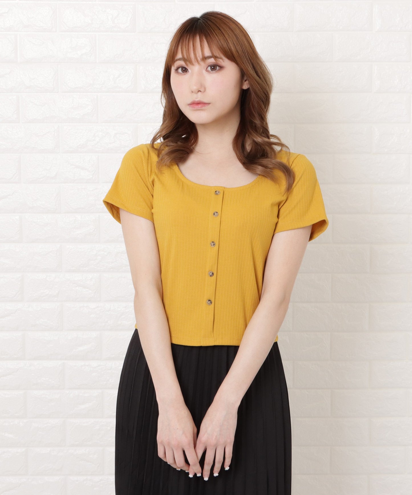スクエアネック半袖クロップドTシャツ