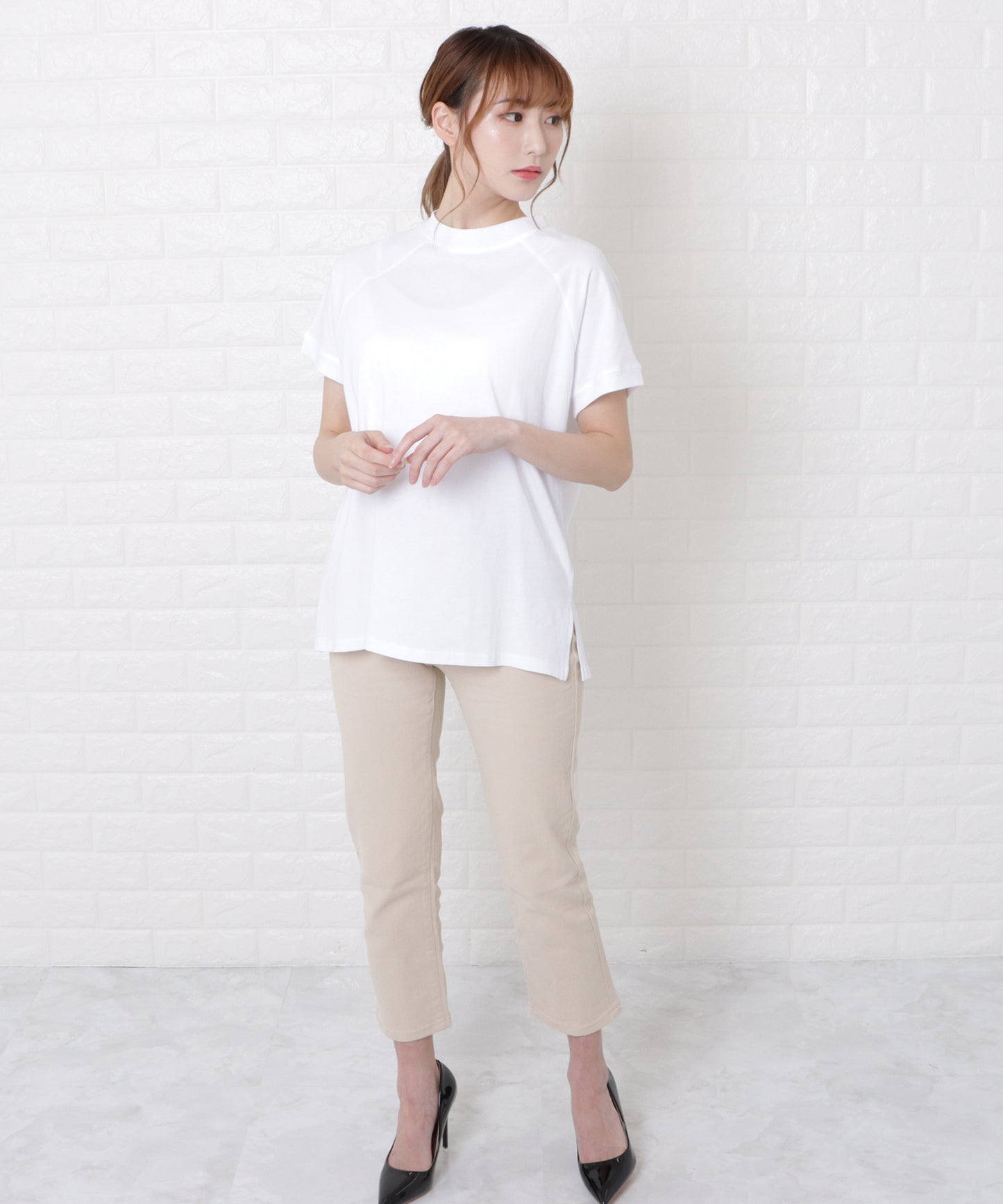 ボトルネック半袖Tシャツ