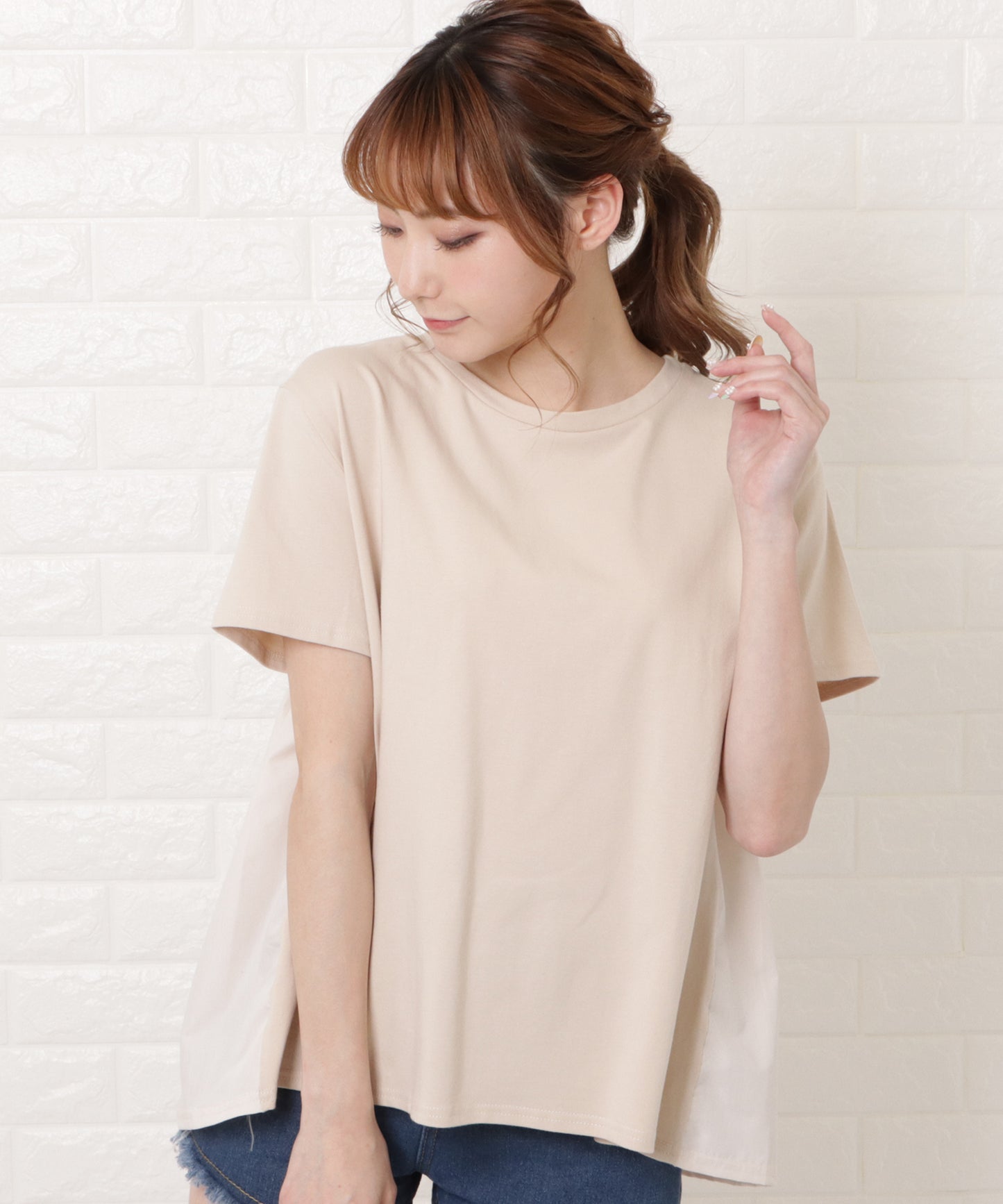 バックフレア半袖Tシャツ
