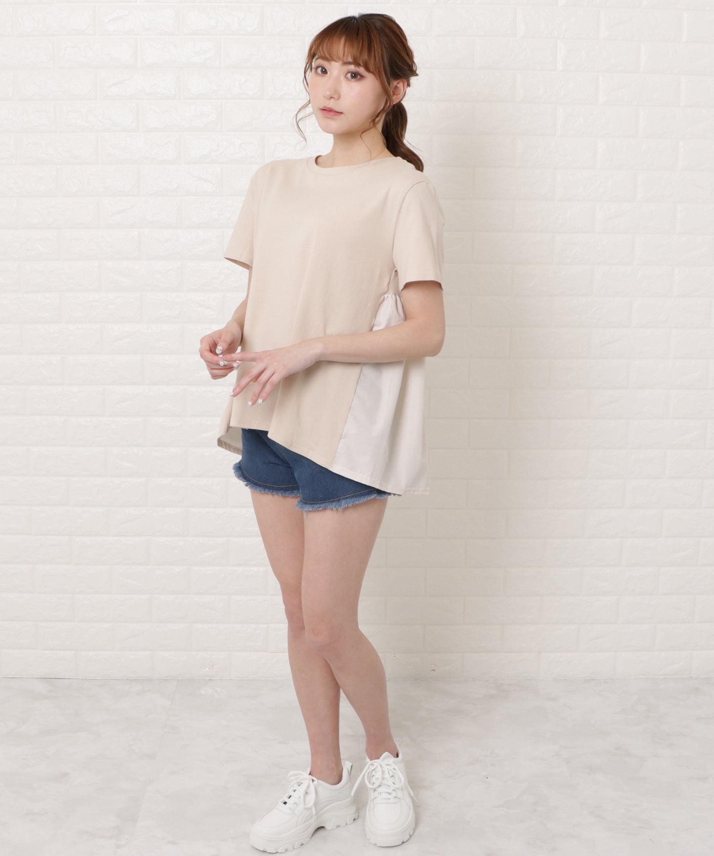 バックフレア半袖Tシャツ