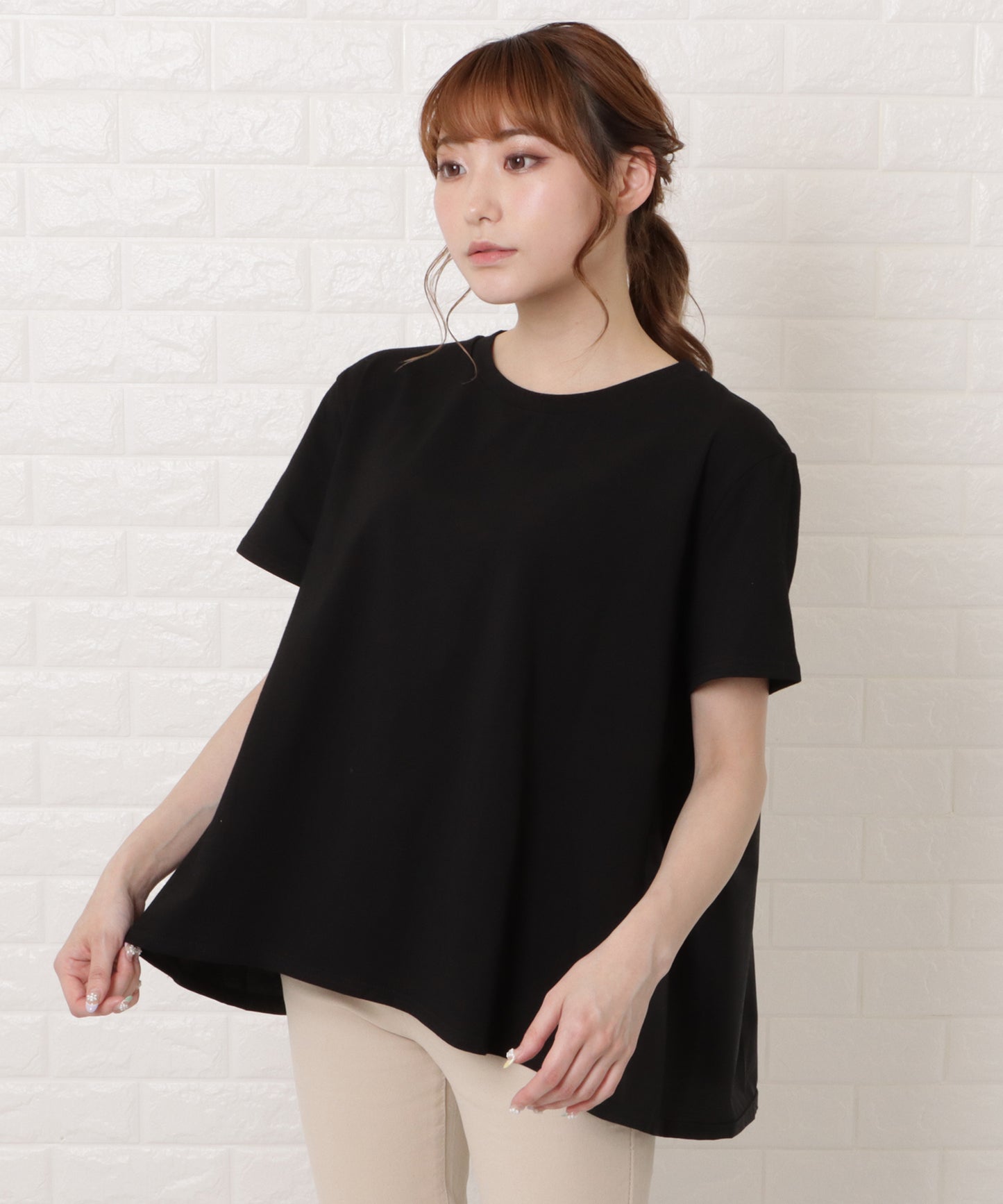バックフレア半袖Tシャツ
