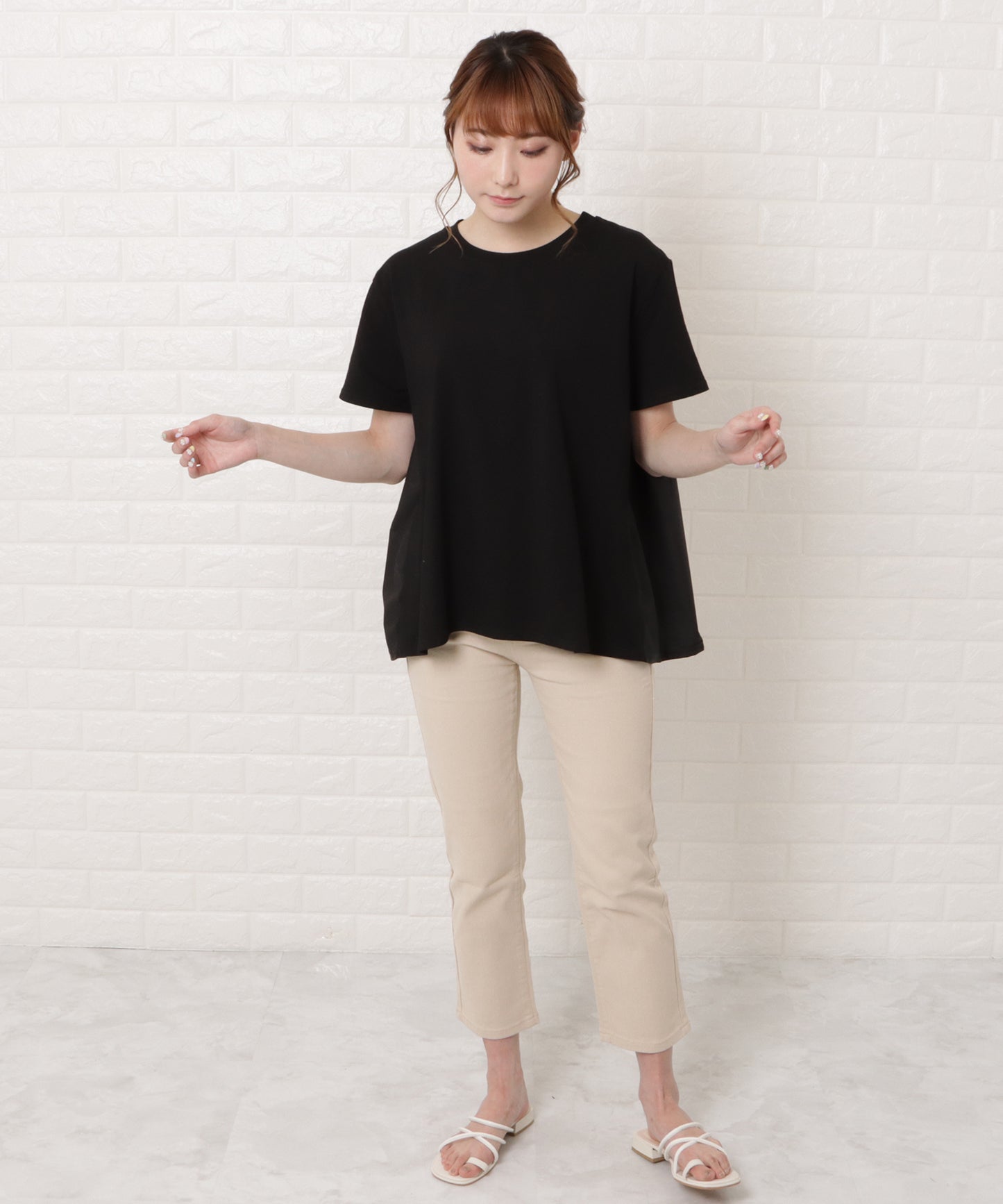 バックフレア半袖Tシャツ