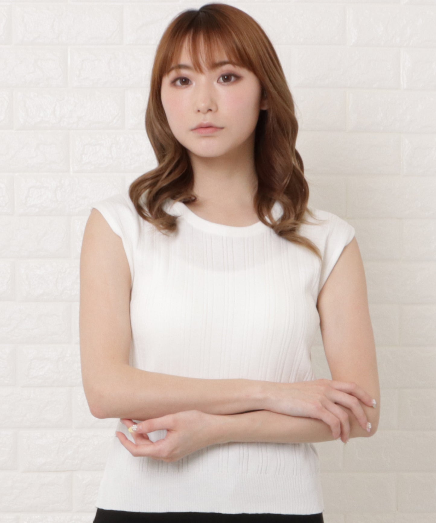 ランダムリブフレンチスリーブサマーニット