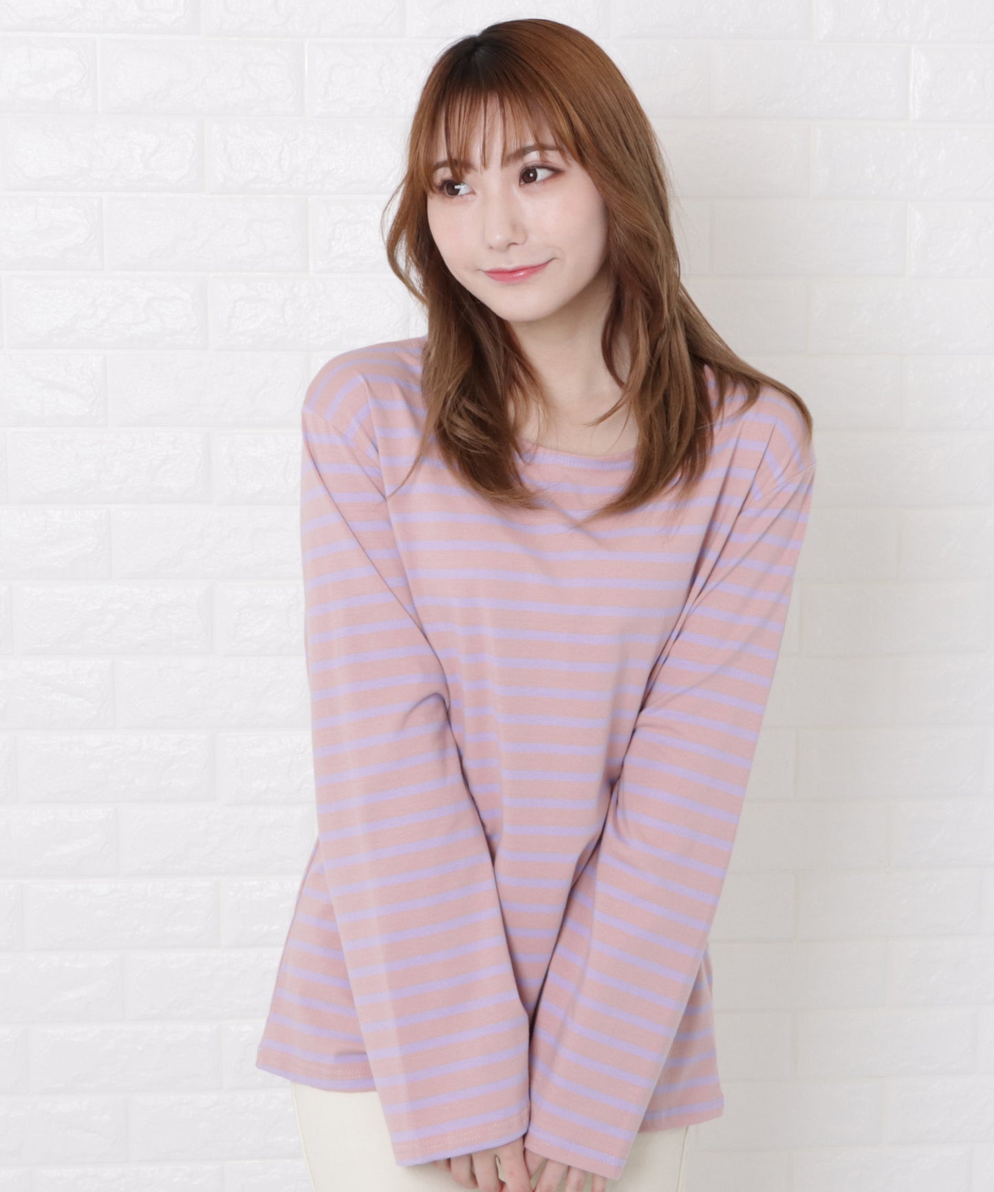 ボーダークルーネック長袖Tシャツ