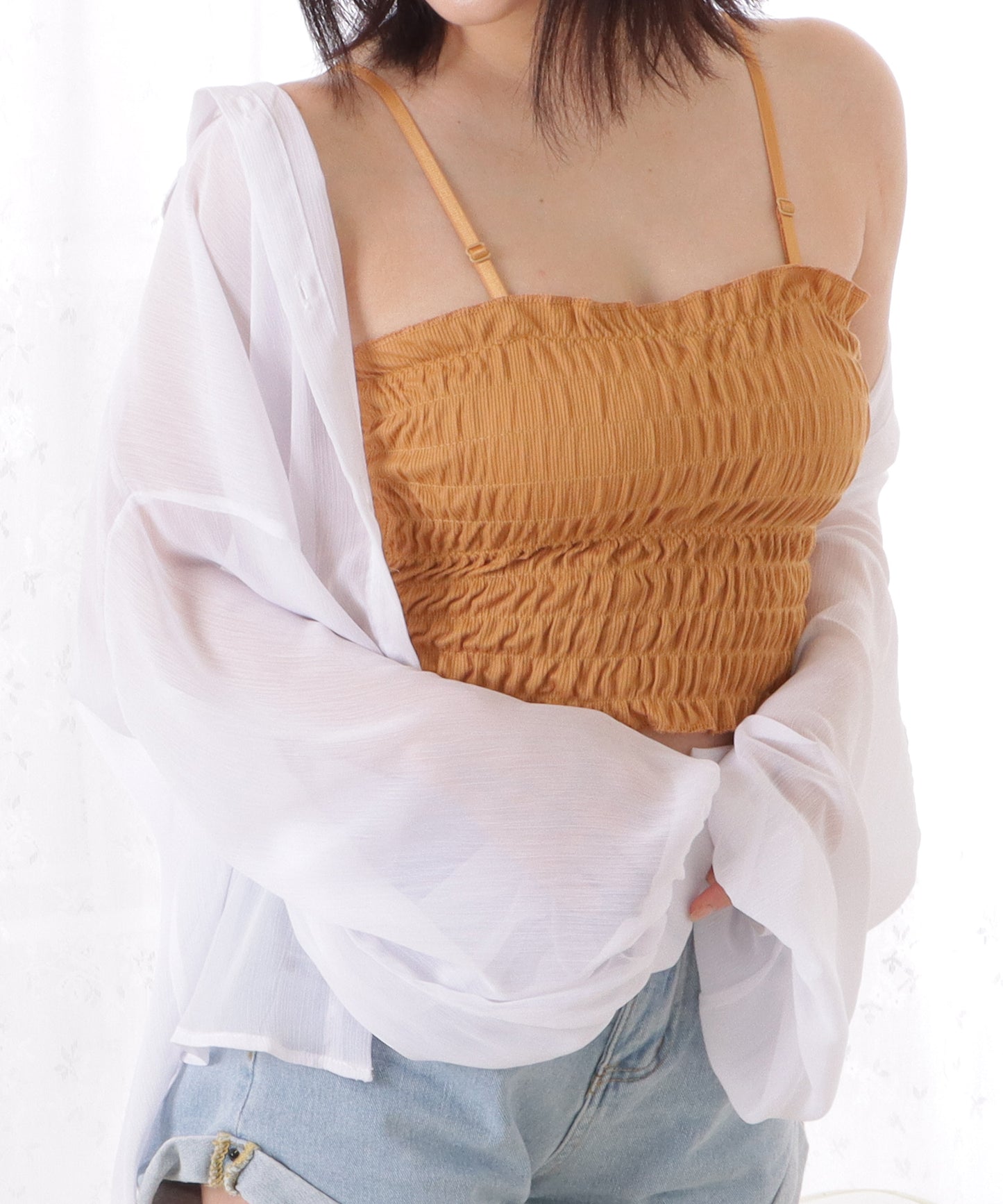 シャーリングカップインキャミソール