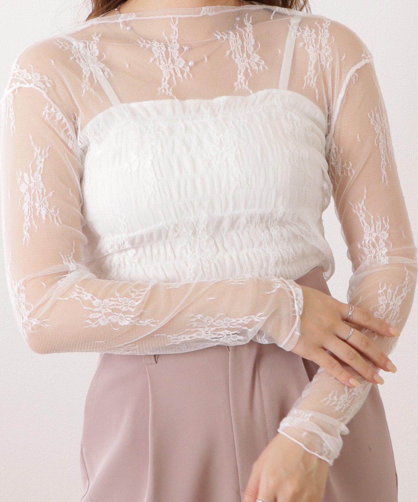 メロウフリル花柄シアープルオーバー