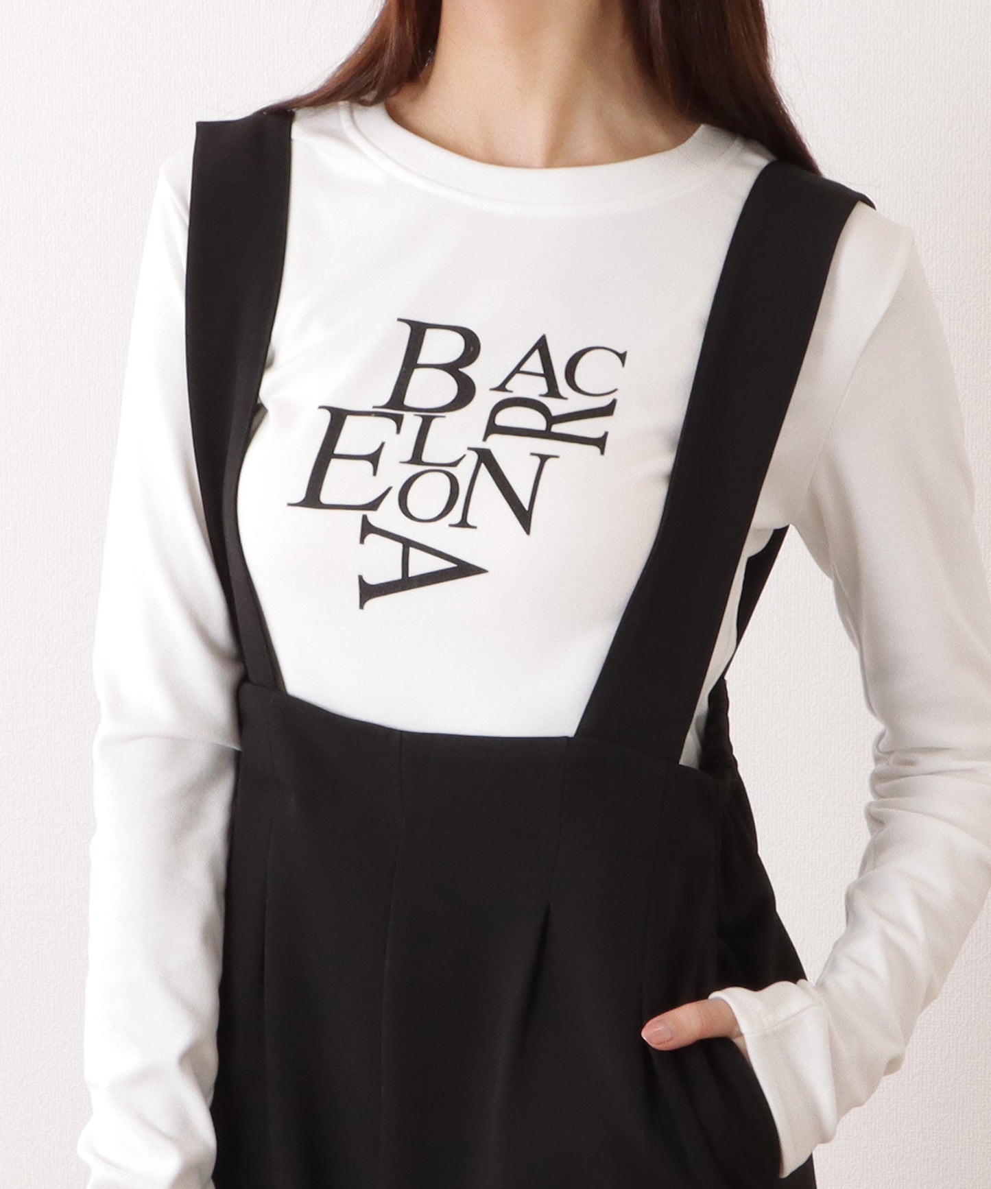 レタリング プリント ライン入り 長袖 プルオーバー