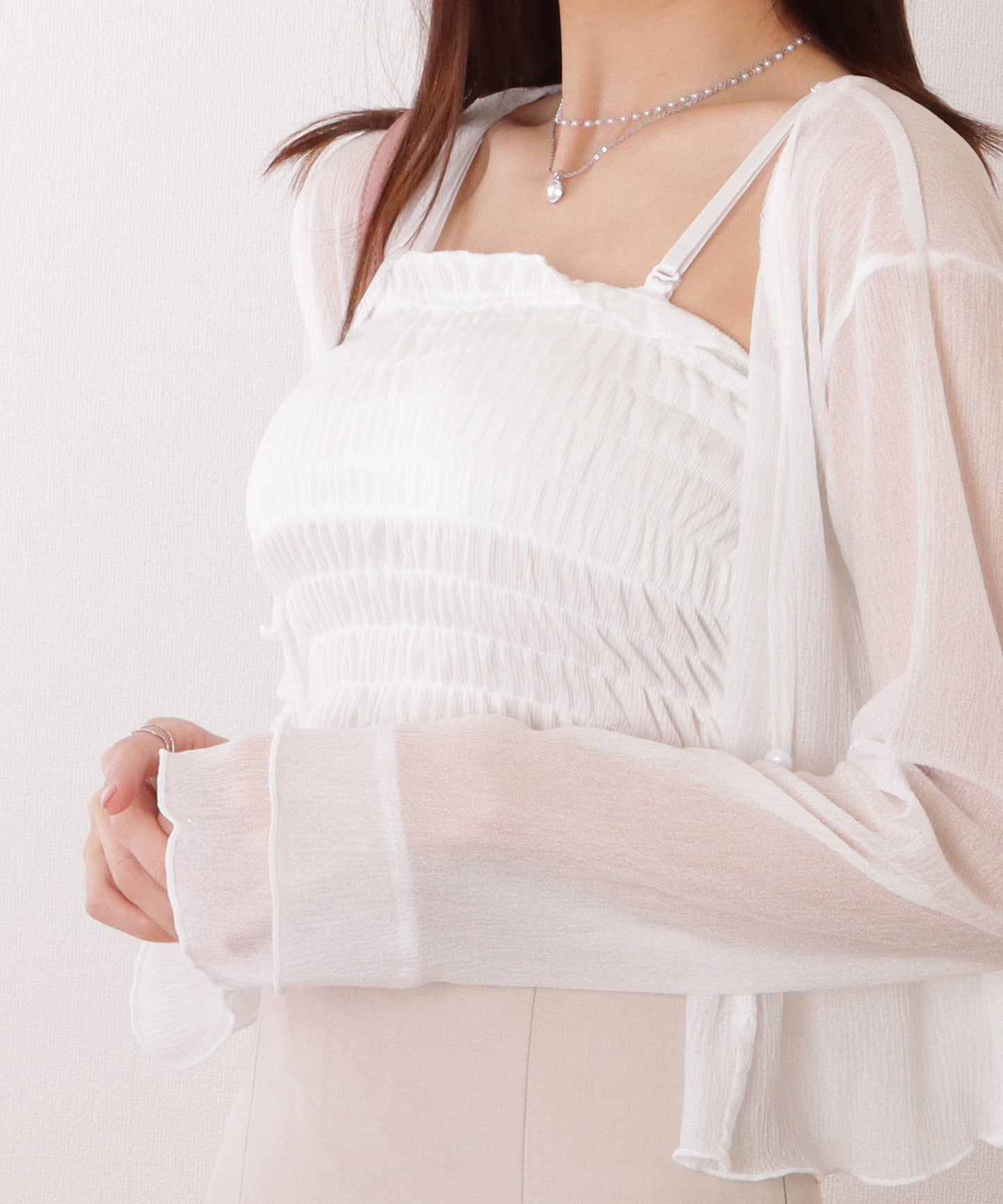 シアー コンパクト カーディガン