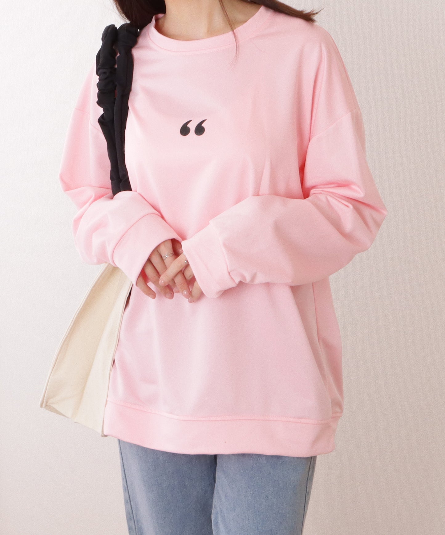 ワンポイント付き ビッグ シルエット 長袖 プルオーバー