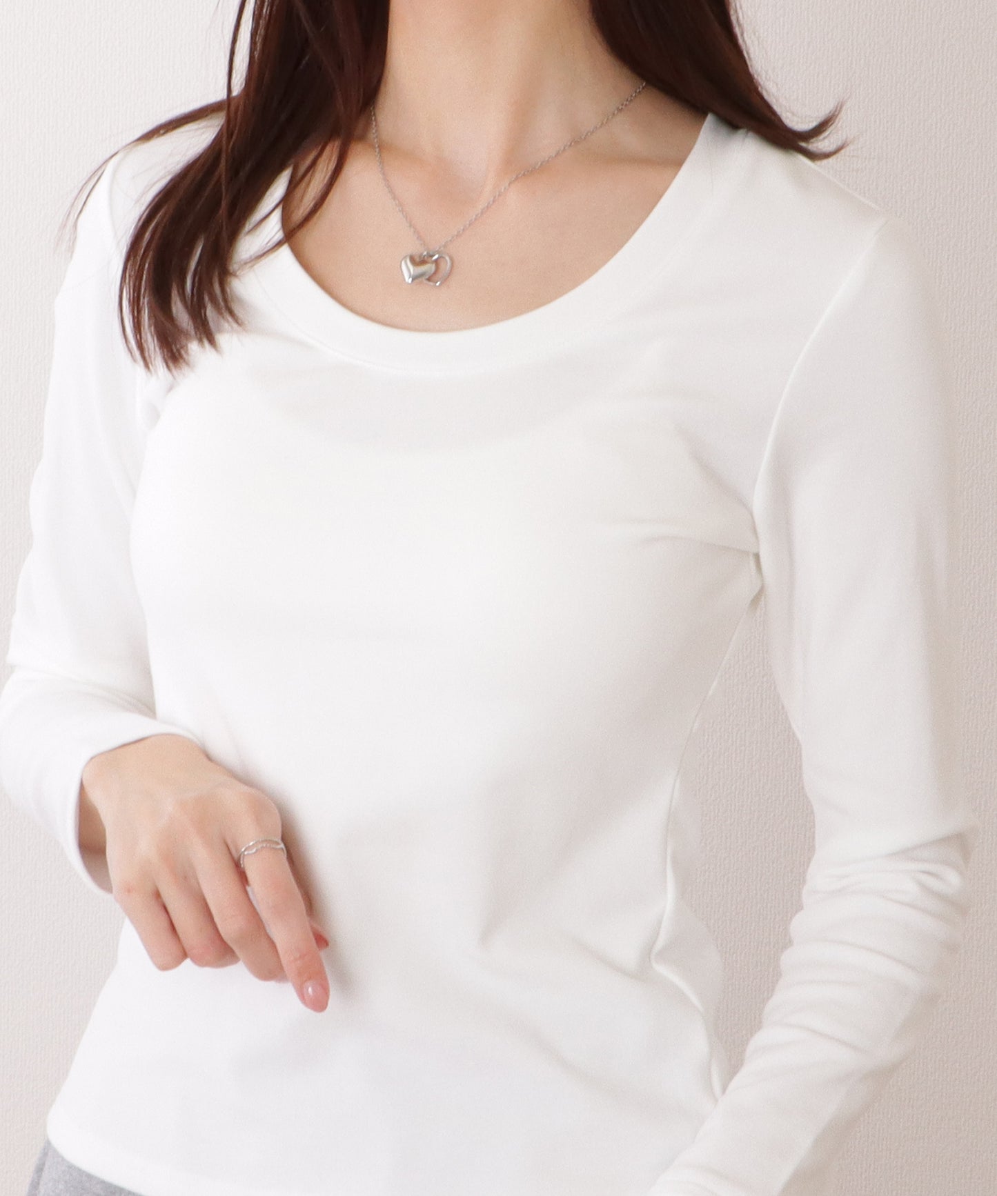 Uネック ベーシック カラー 長袖 プルオーバー