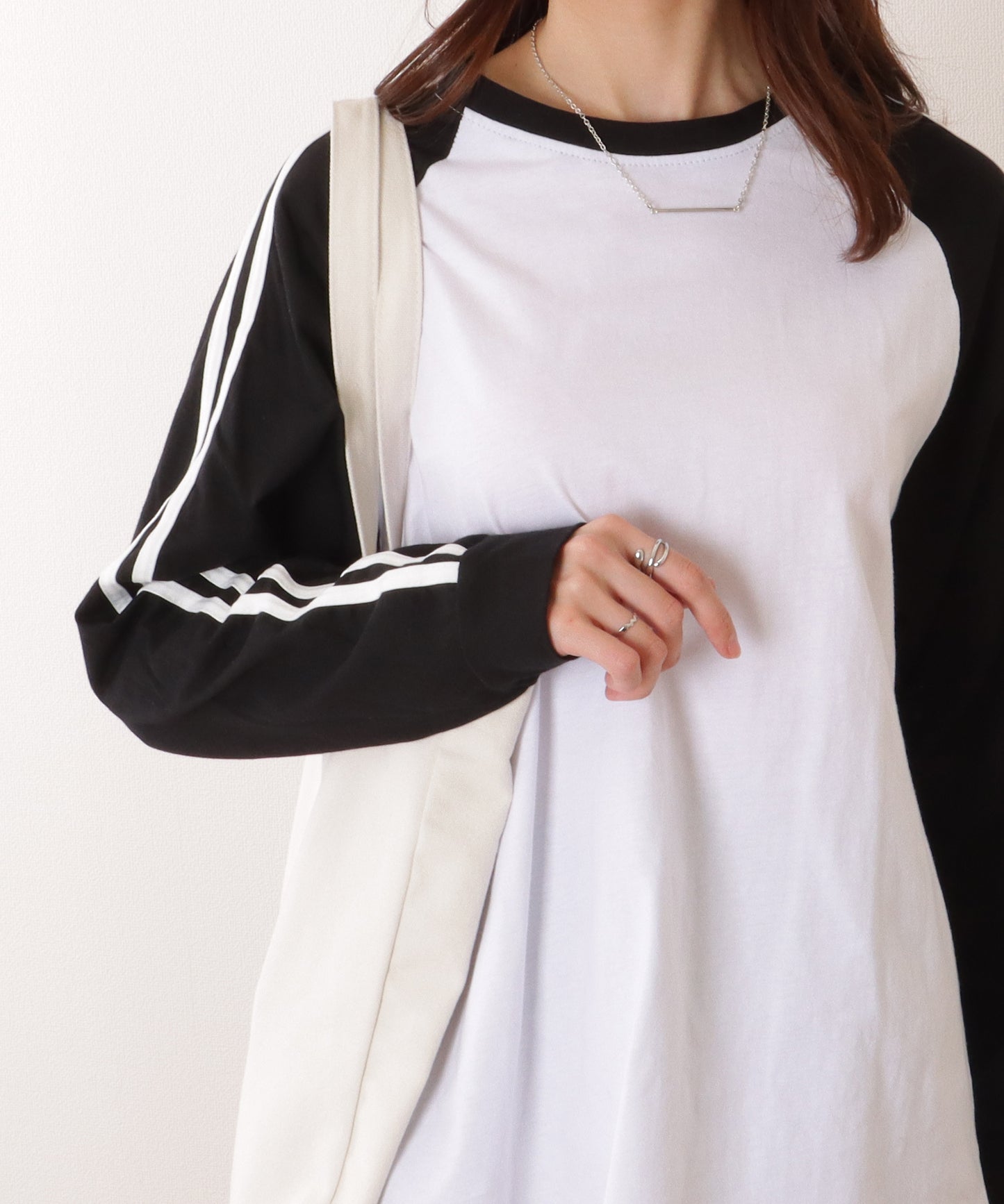 サイドライン ビッグシルエット ラグラン 長袖 プルオーバー