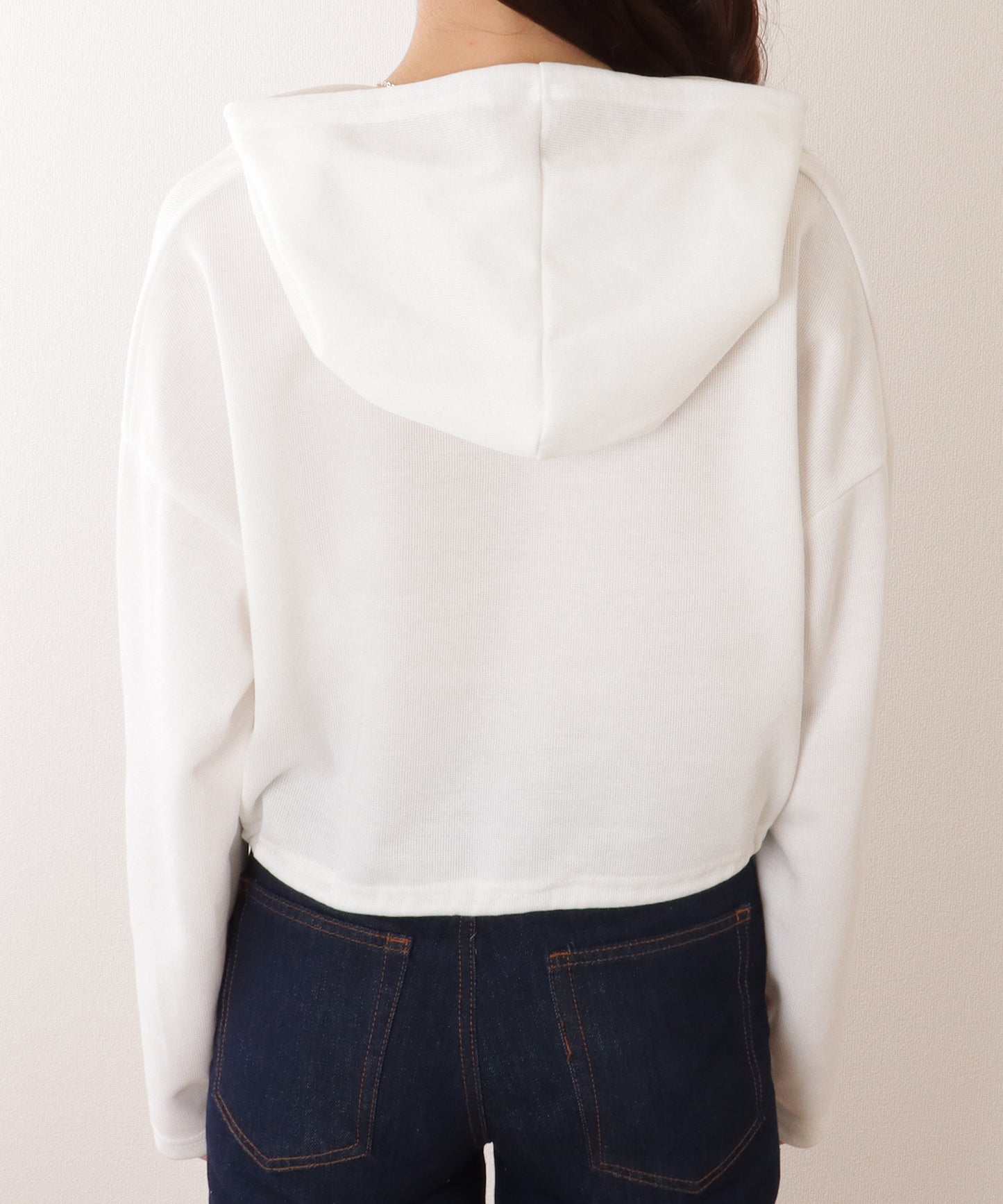 ドロスト付き フロントボタン コンパクト フーデット パーカー