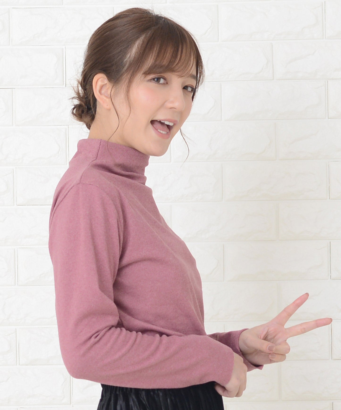 首元あったかタートルネックカットソー