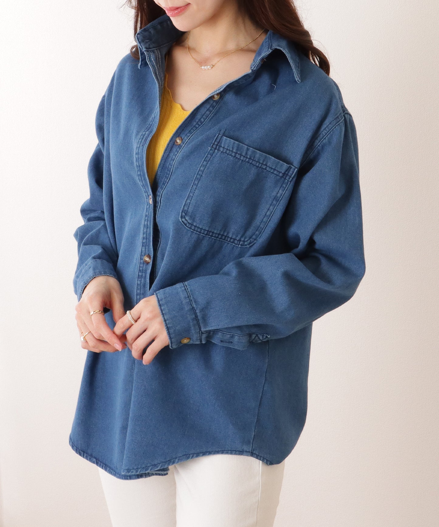 ポケット付き デニム オーバー シャツ ジャケット