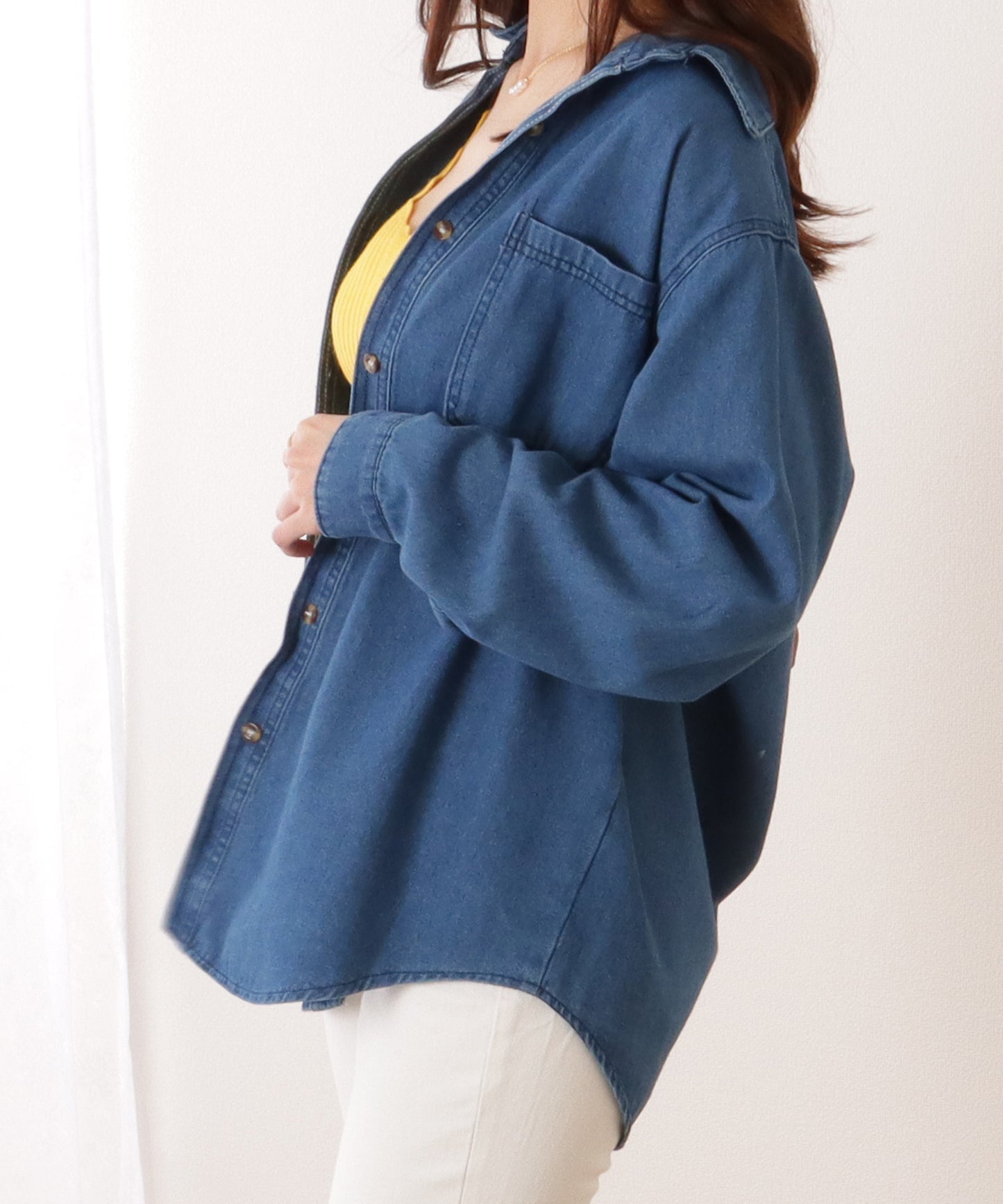 ポケット付き デニム オーバー シャツ ジャケット