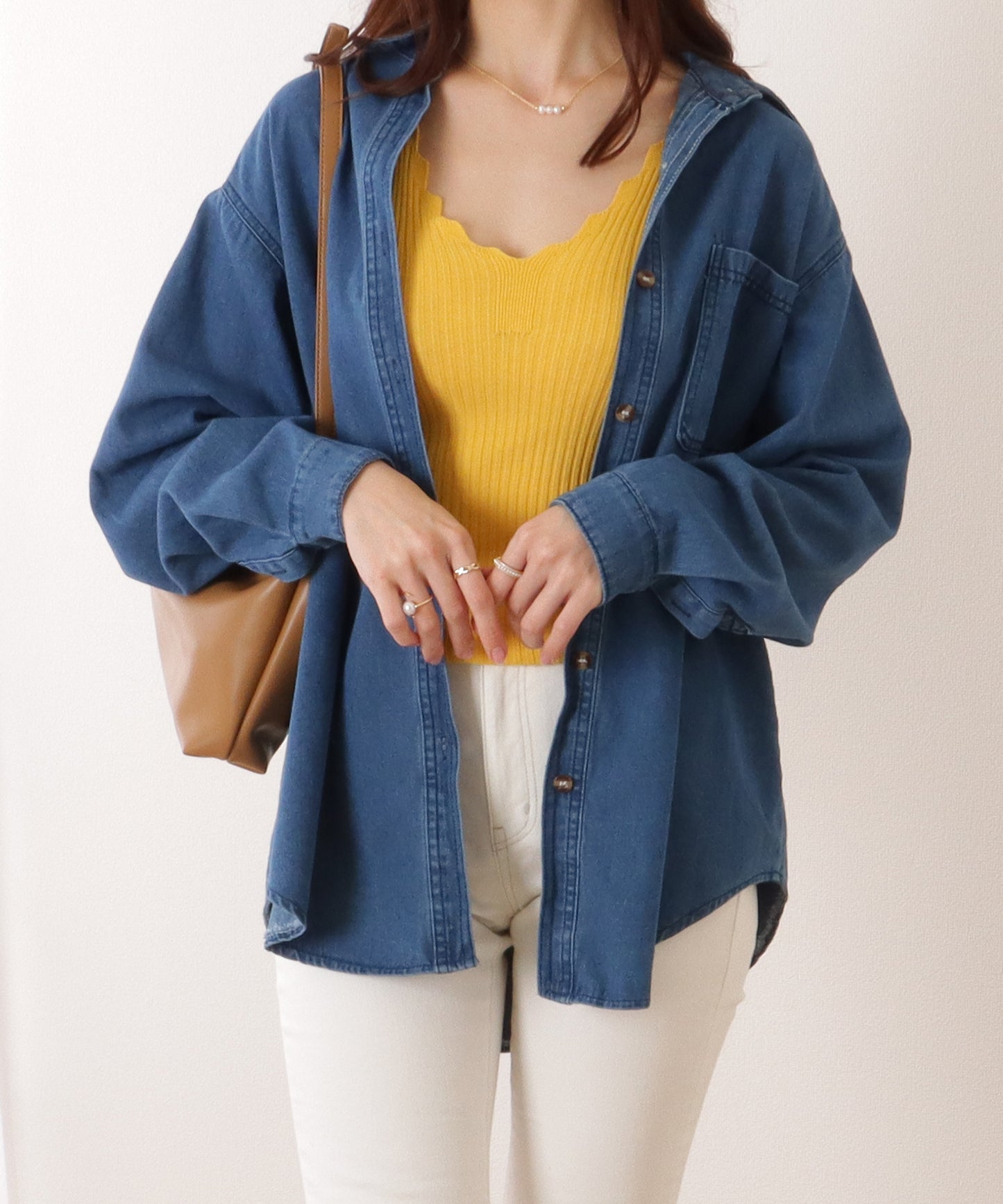 ポケット付き デニム オーバー シャツ ジャケット