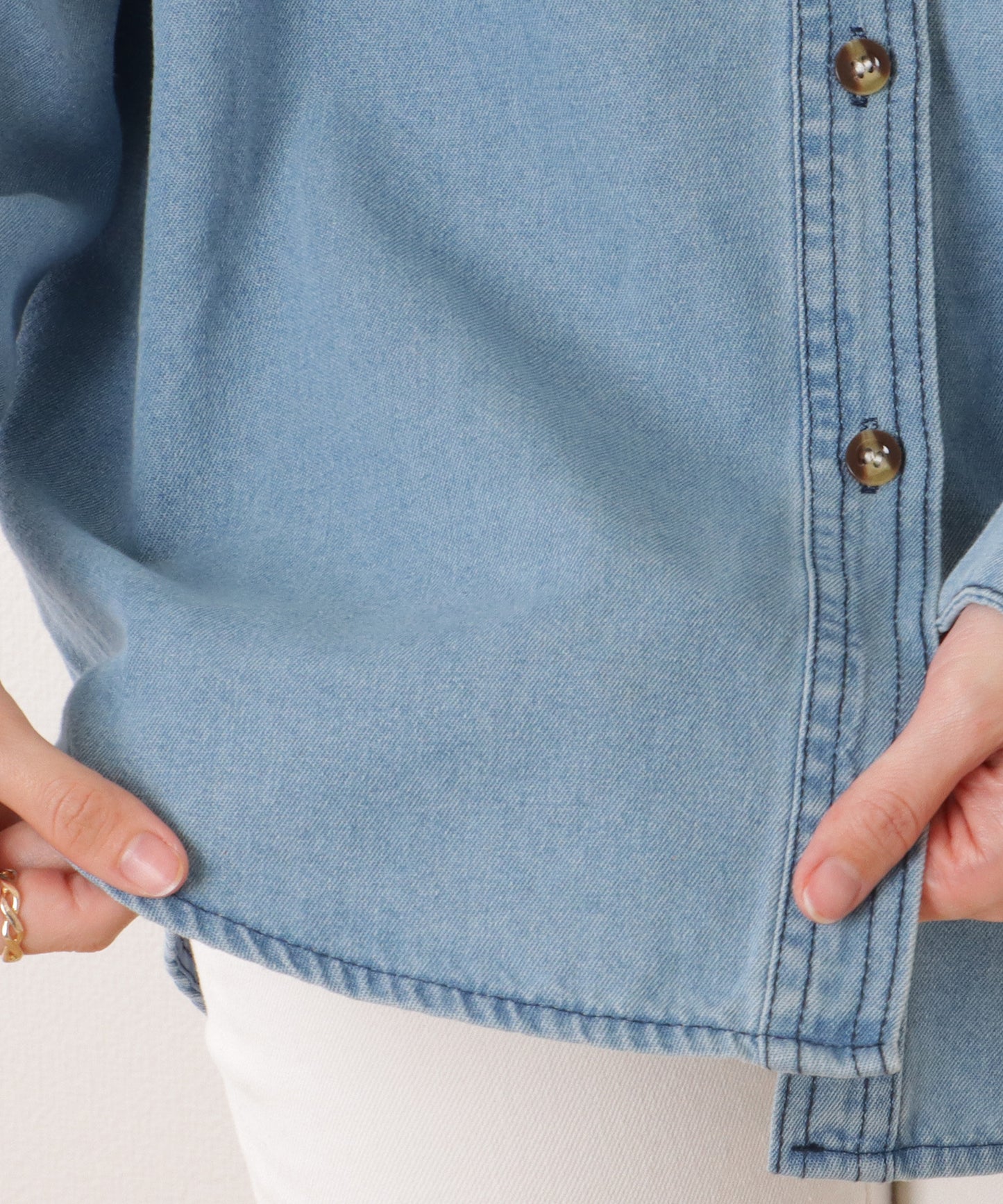 ポケット付き デニム オーバー シャツ ジャケット