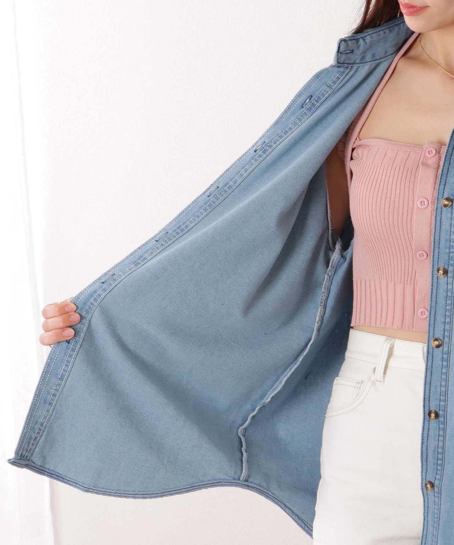 ポケット付き デニム オーバー シャツ ジャケット