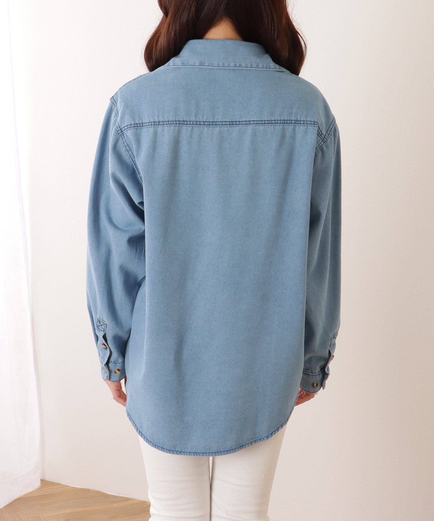 ポケット付き デニム オーバー シャツ ジャケット