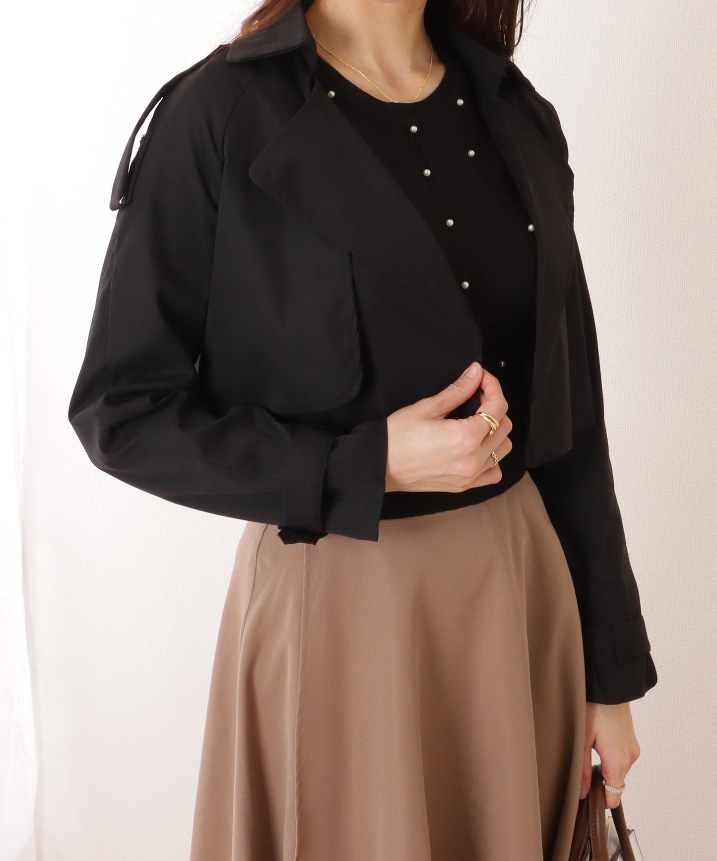 トレンチ風 コンパクト ボレロ テーラード ジャケット