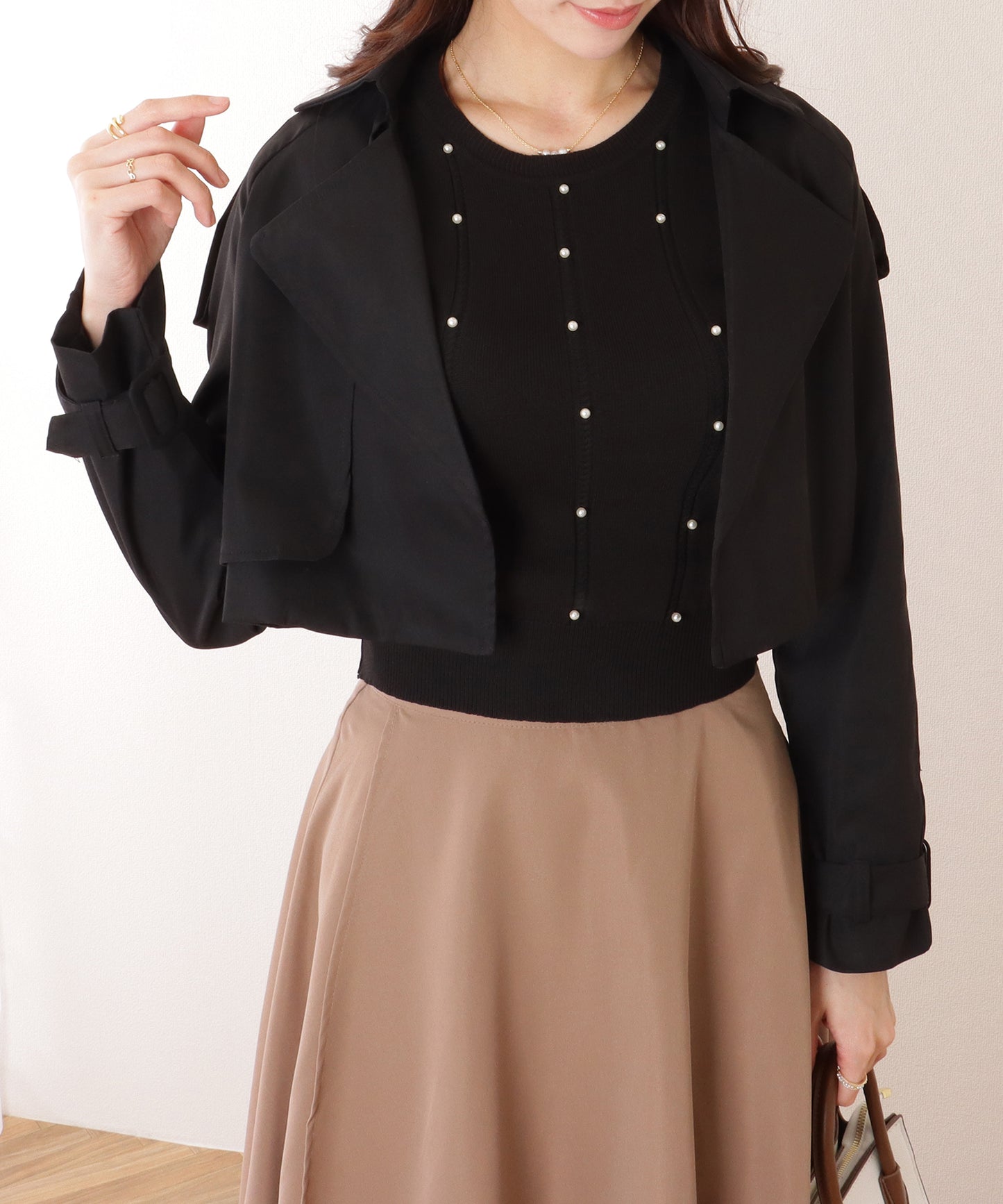 トレンチ風 コンパクト ボレロ テーラード ジャケット