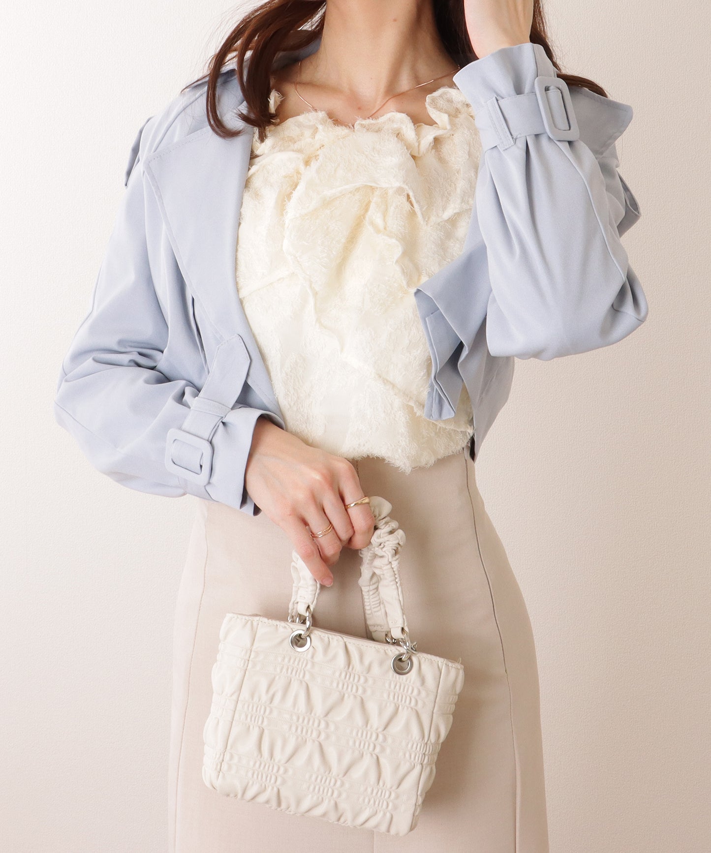 トレンチ風 コンパクト ボレロ テーラード ジャケット