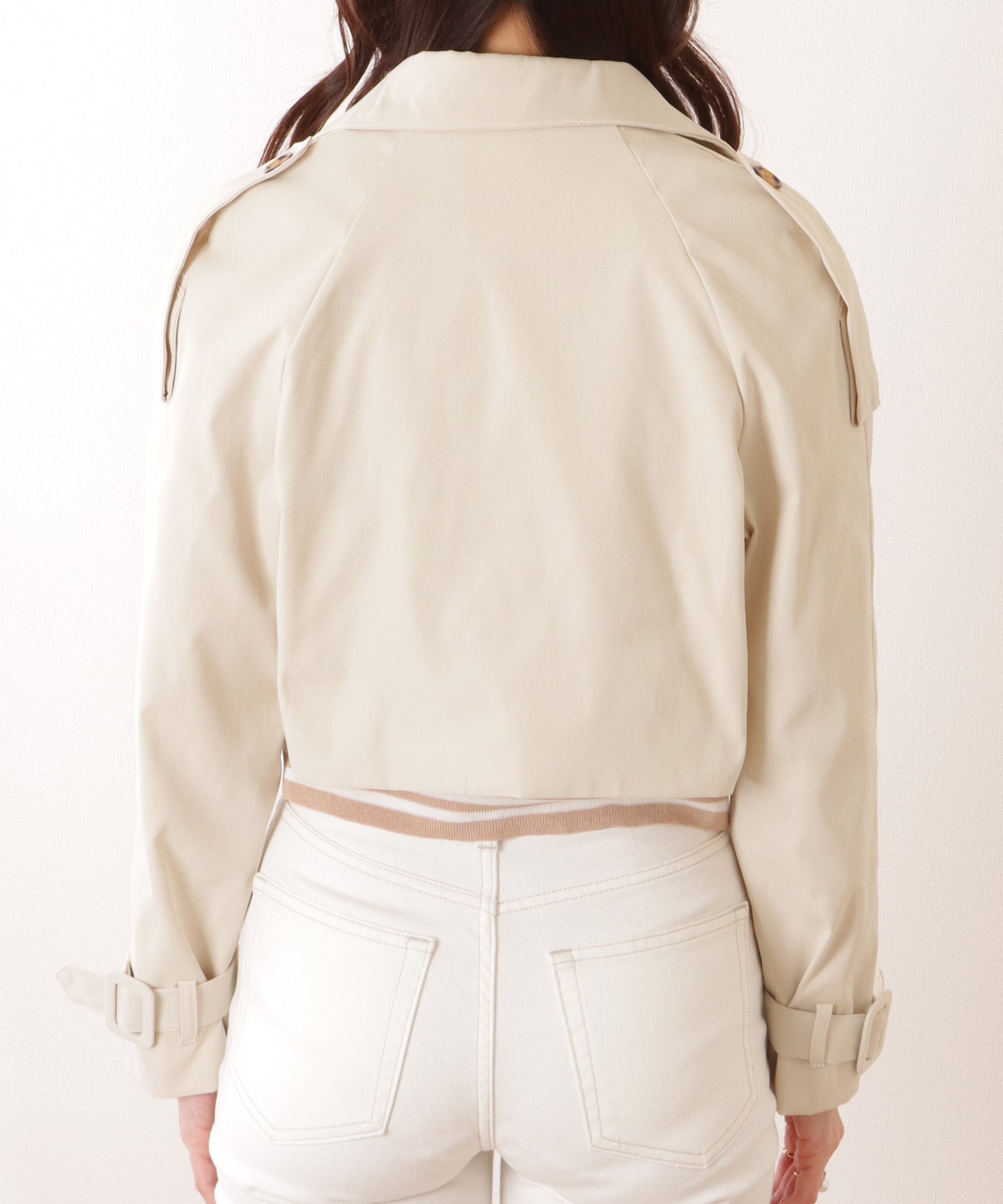 トレンチ風 コンパクト ボレロ テーラード ジャケット