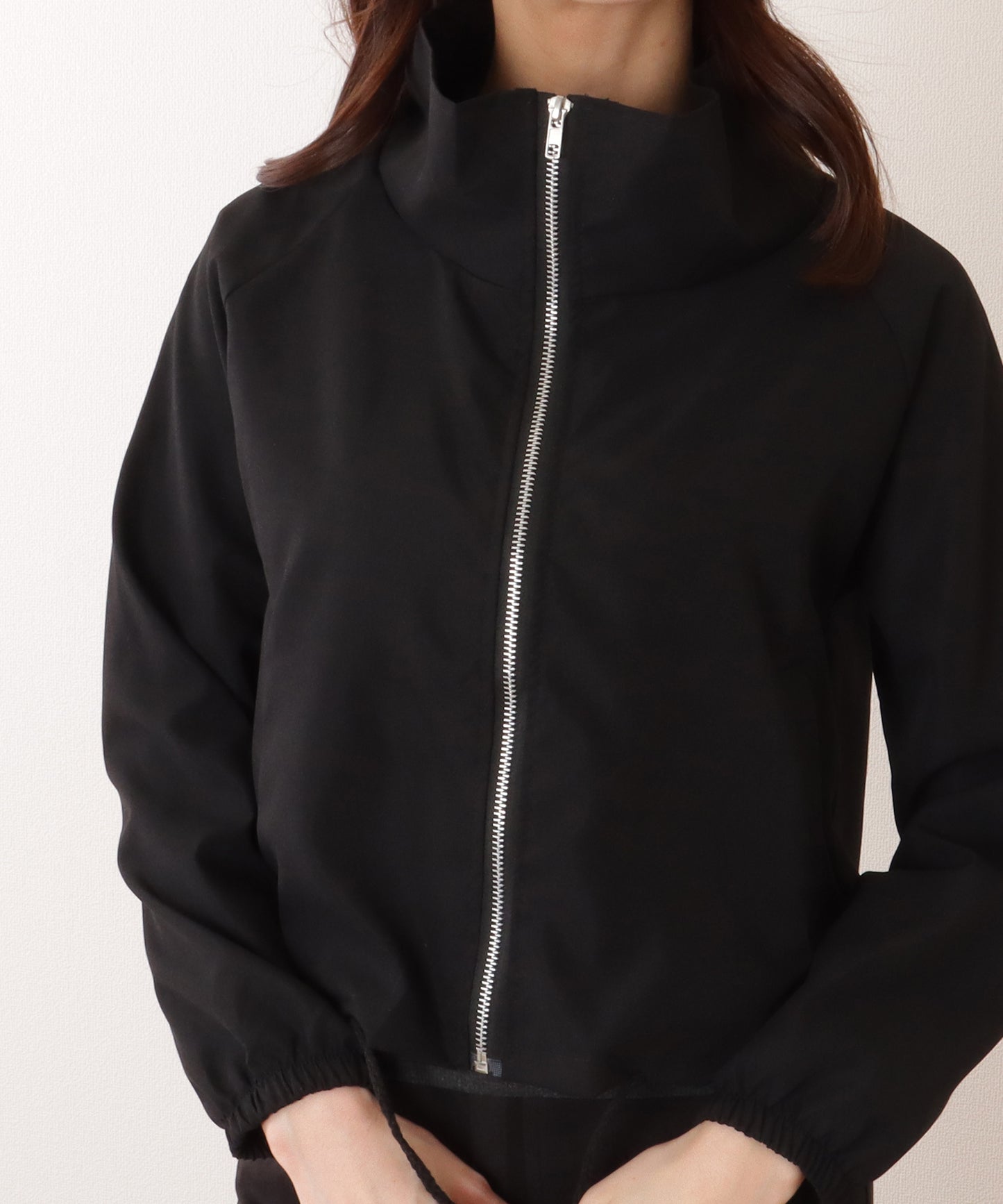 スタンドカラー コンパクト フロント ジップアップ ジャケット