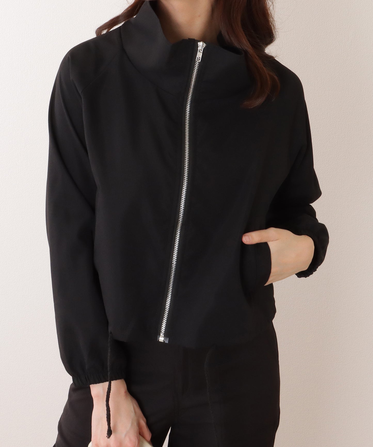 スタンドカラー コンパクト フロント ジップアップ ジャケット