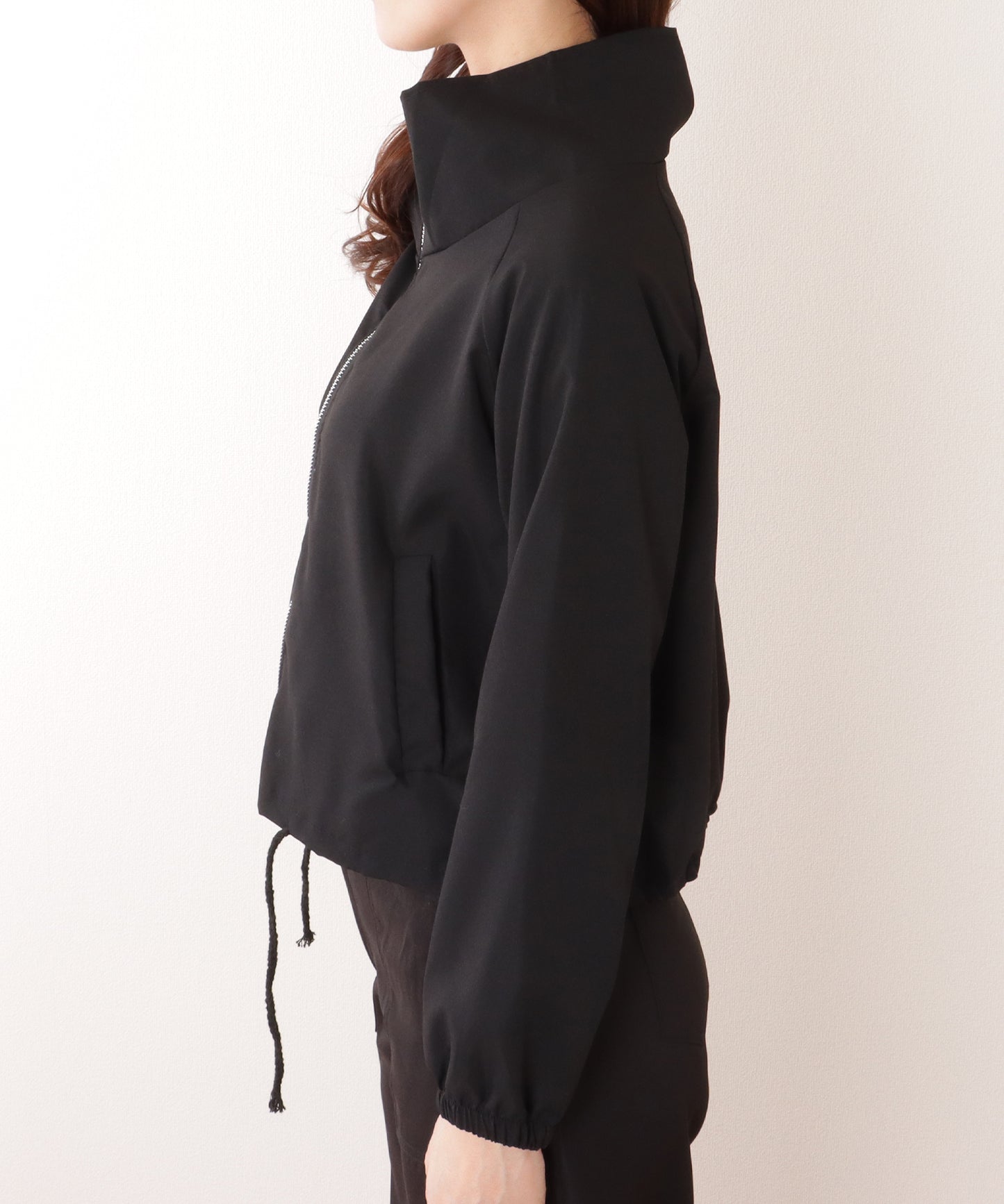 スタンドカラー コンパクト フロント ジップアップ ジャケット