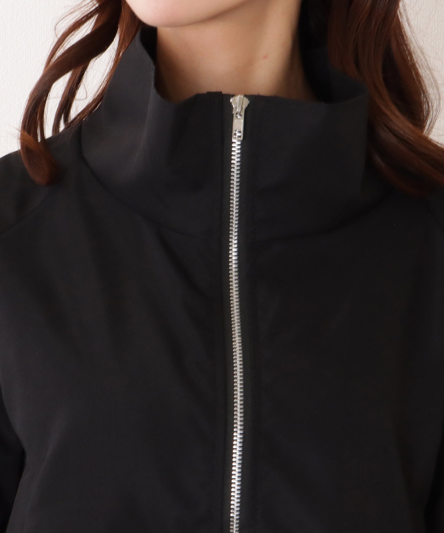 スタンドカラー コンパクト フロント ジップアップ ジャケット