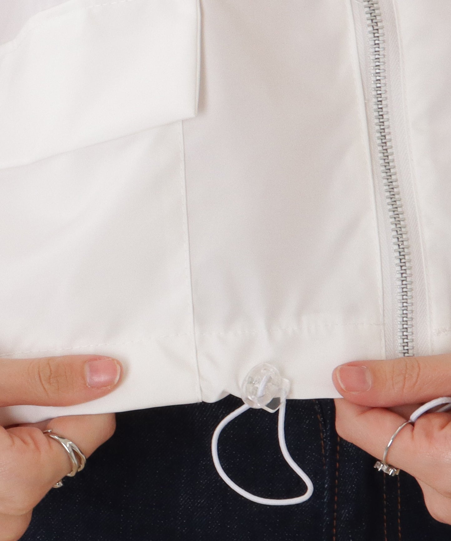 ドロップショルダー ドロスト付き フロント ジップアップ ジャケット