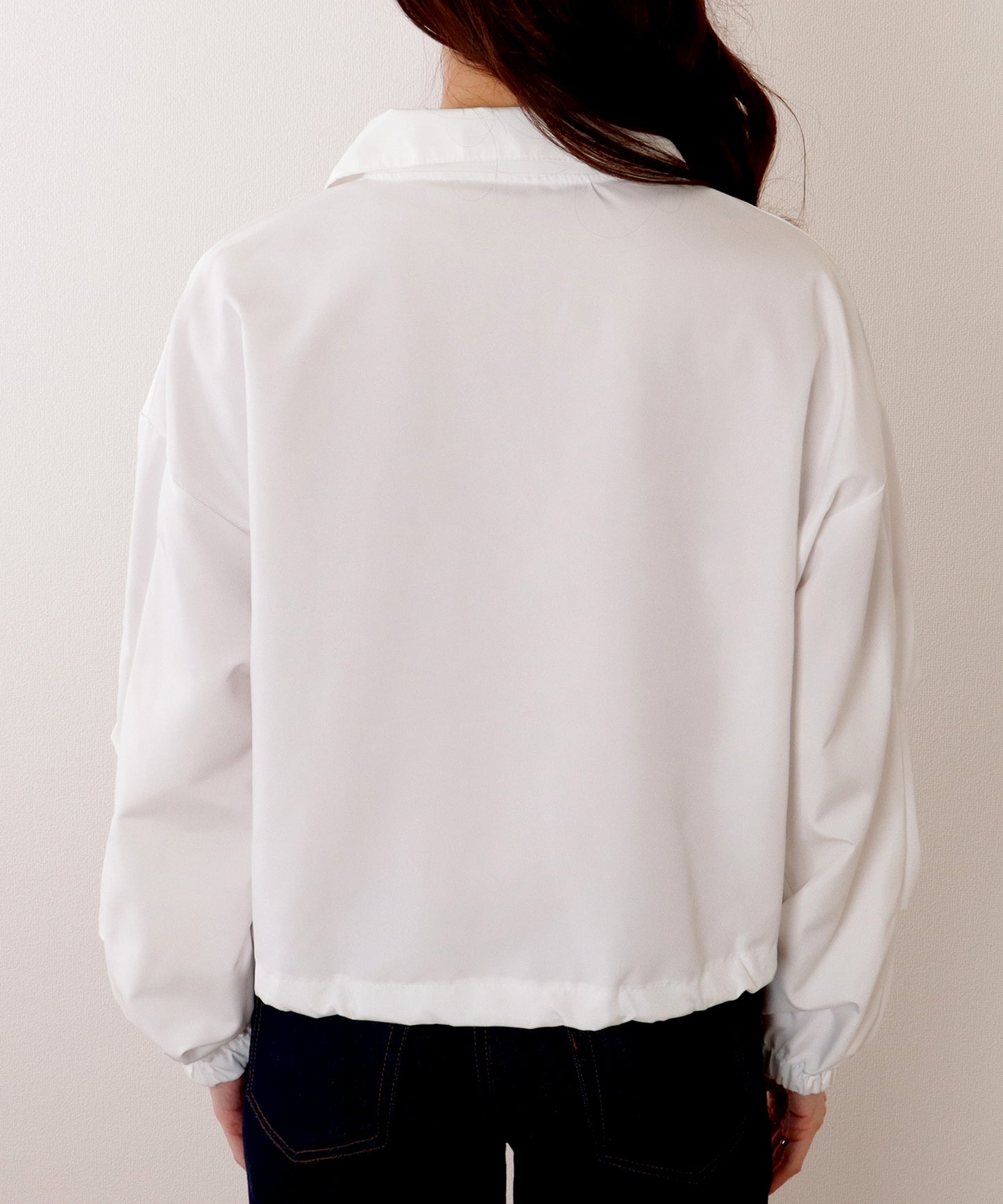 ドロップショルダー ドロスト付き フロント ジップアップ ジャケット