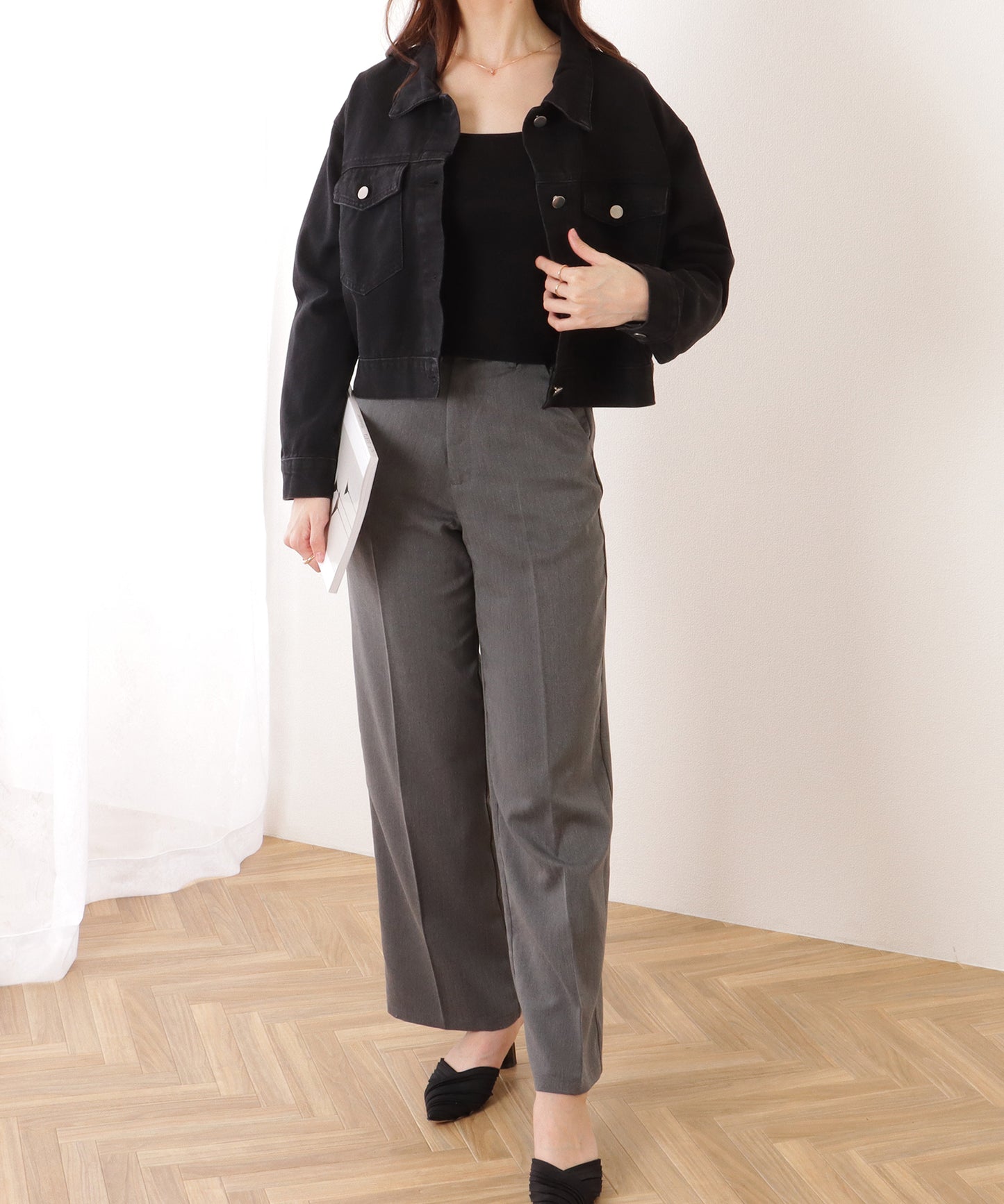 コンパクト ベーシック デニム ボタン ジャケット