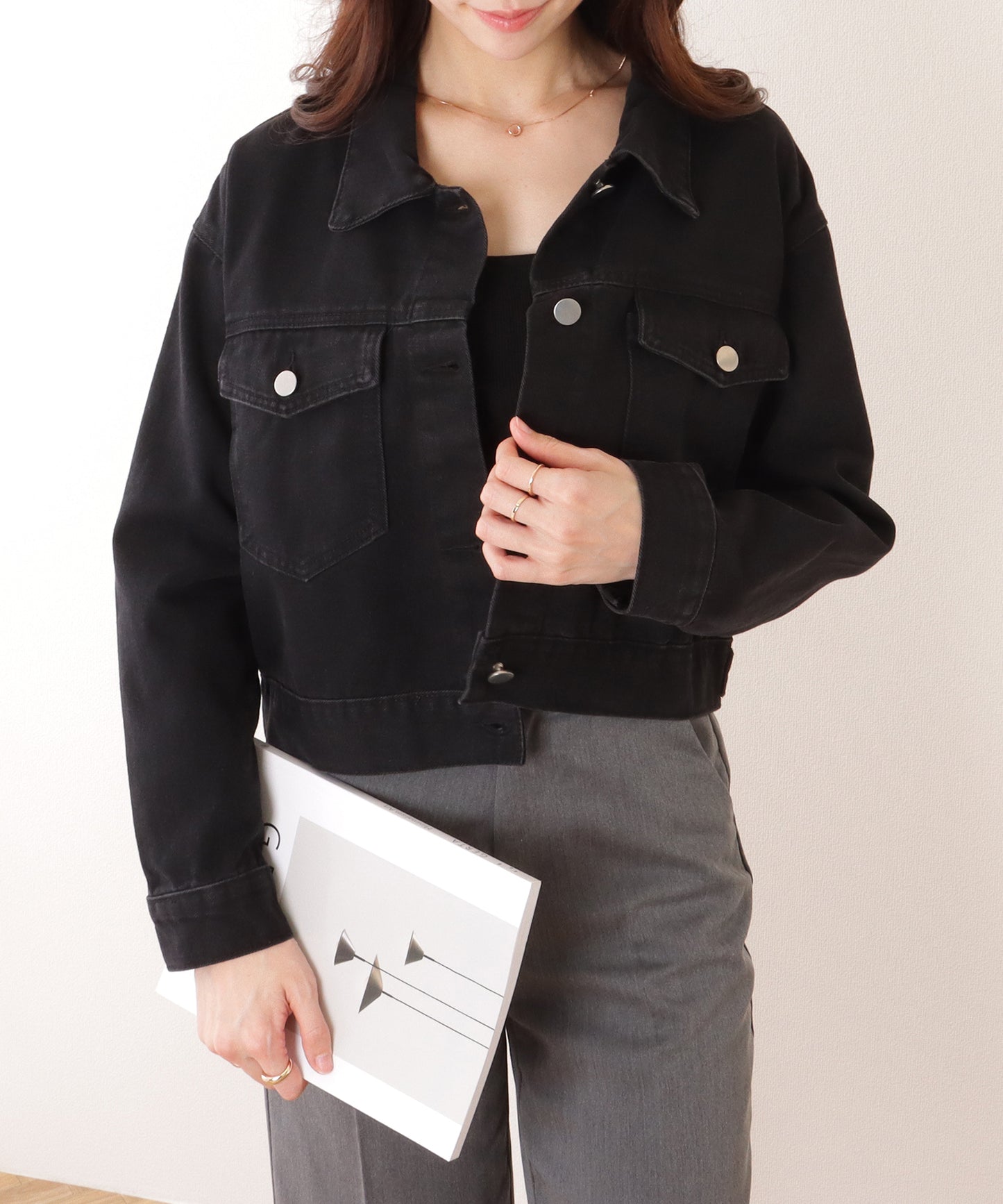 コンパクト ベーシック デニム ボタン ジャケット