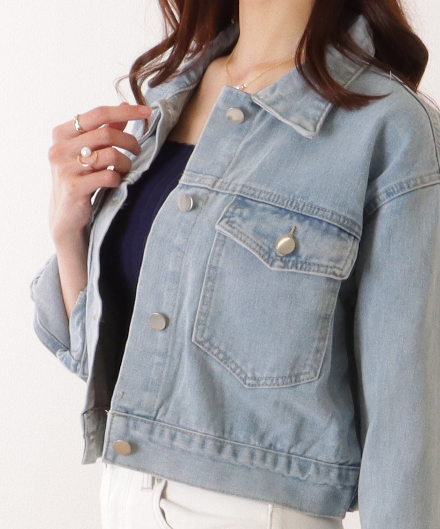 コンパクト ベーシック デニム ボタン ジャケット