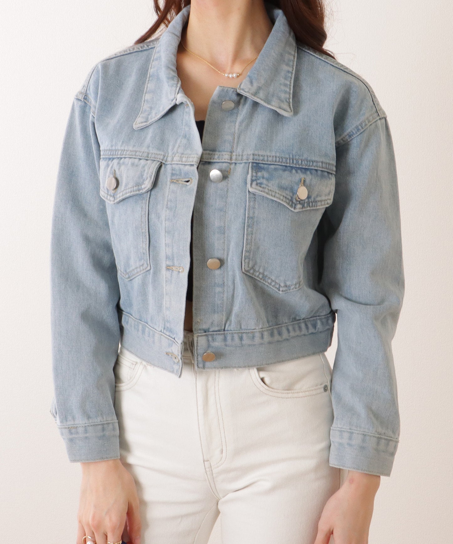 コンパクト ベーシック デニム ボタン ジャケット