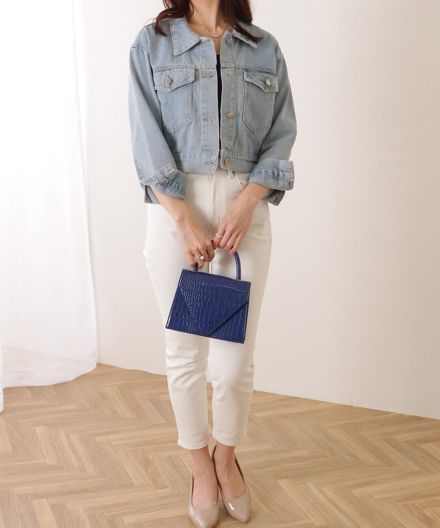 コンパクト ベーシック デニム ボタン ジャケット