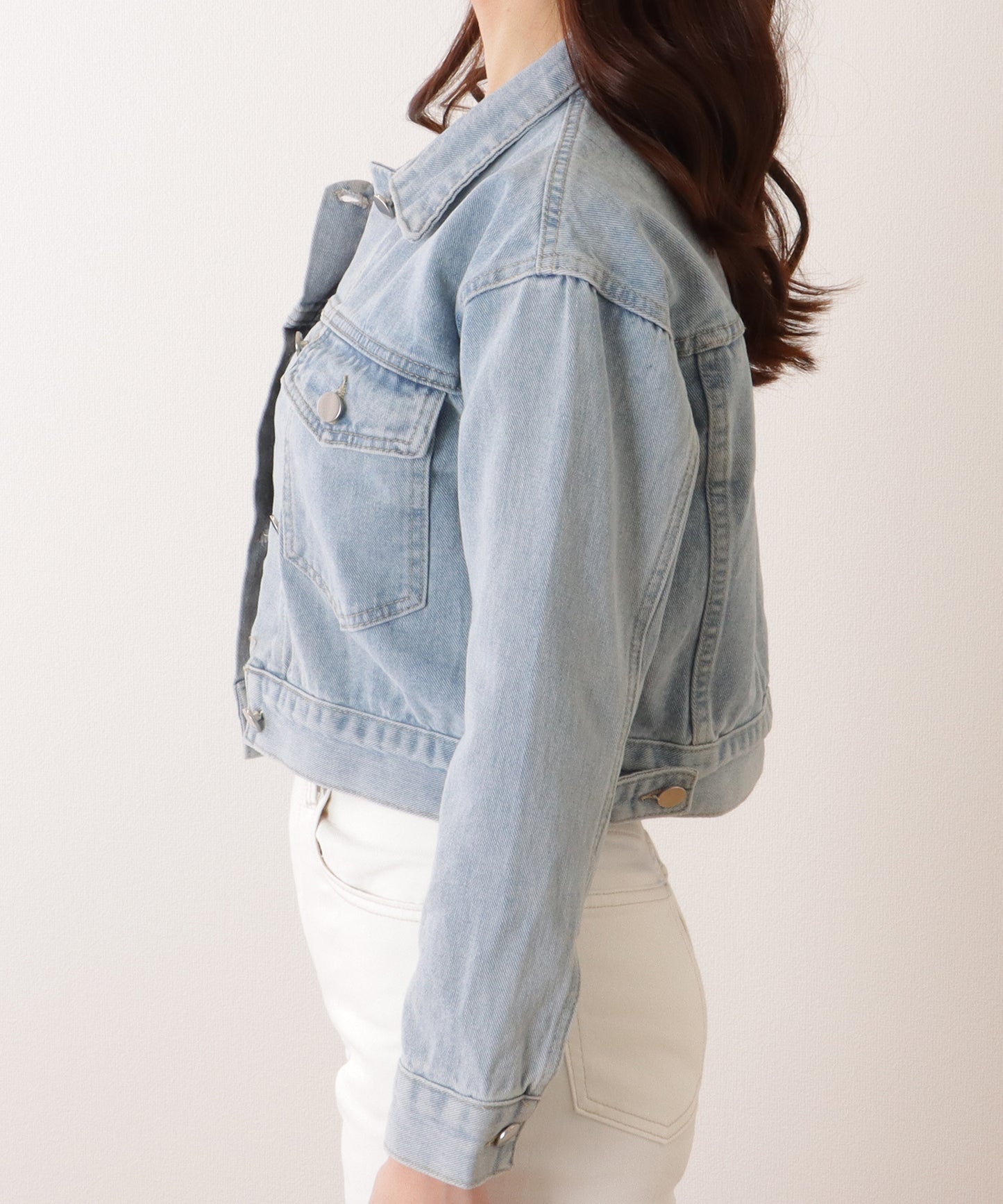 コンパクト ベーシック デニム ボタン ジャケット