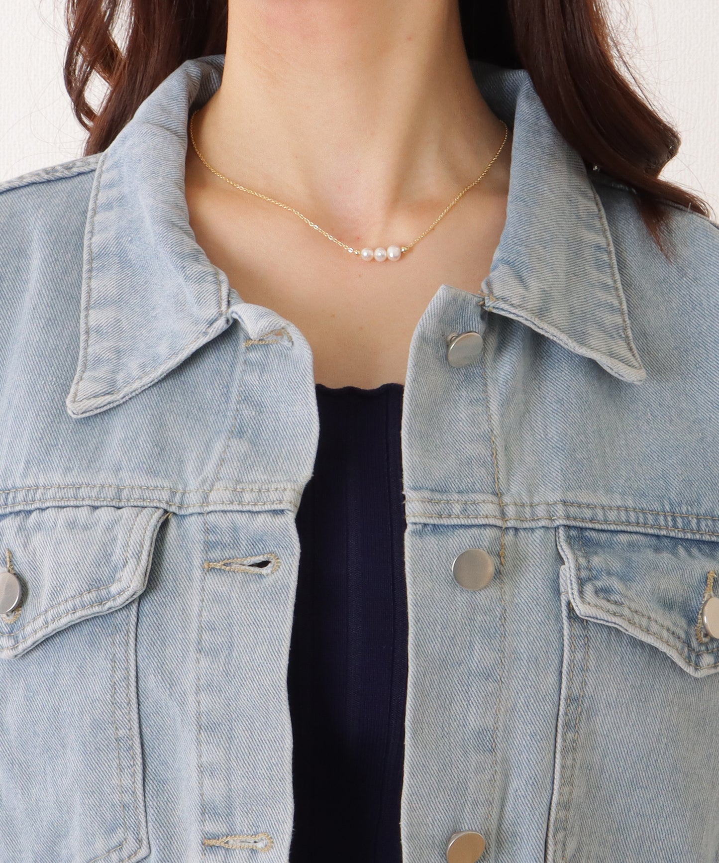 コンパクト ベーシック デニム ボタン ジャケット