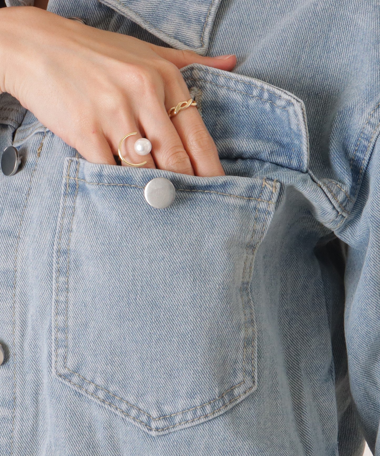 コンパクト ベーシック デニム ボタン ジャケット