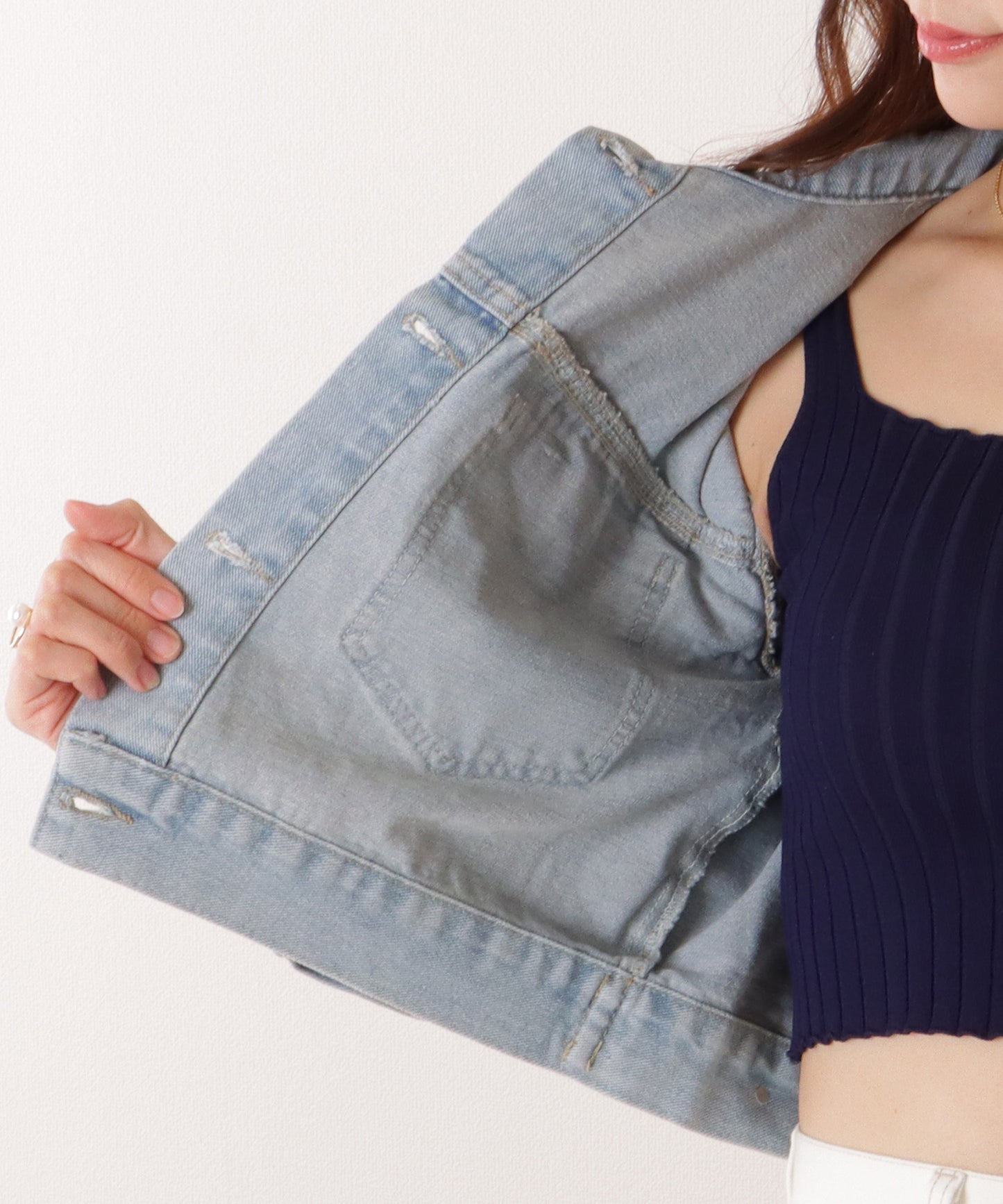 コンパクト ベーシック デニム ボタン ジャケット