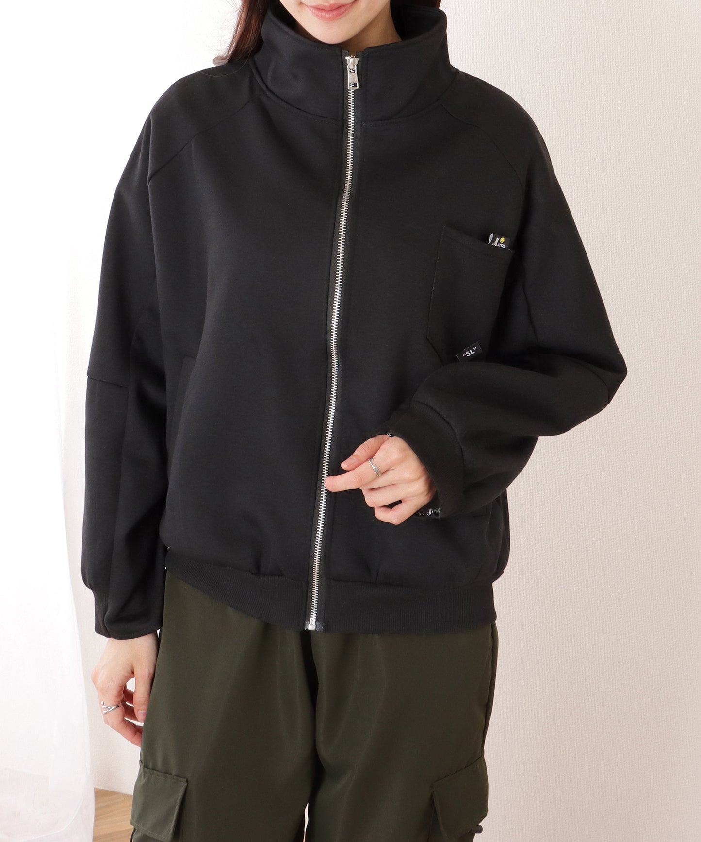 オーバーサイジング フル ジップアップ スタンドカラー ジャケット