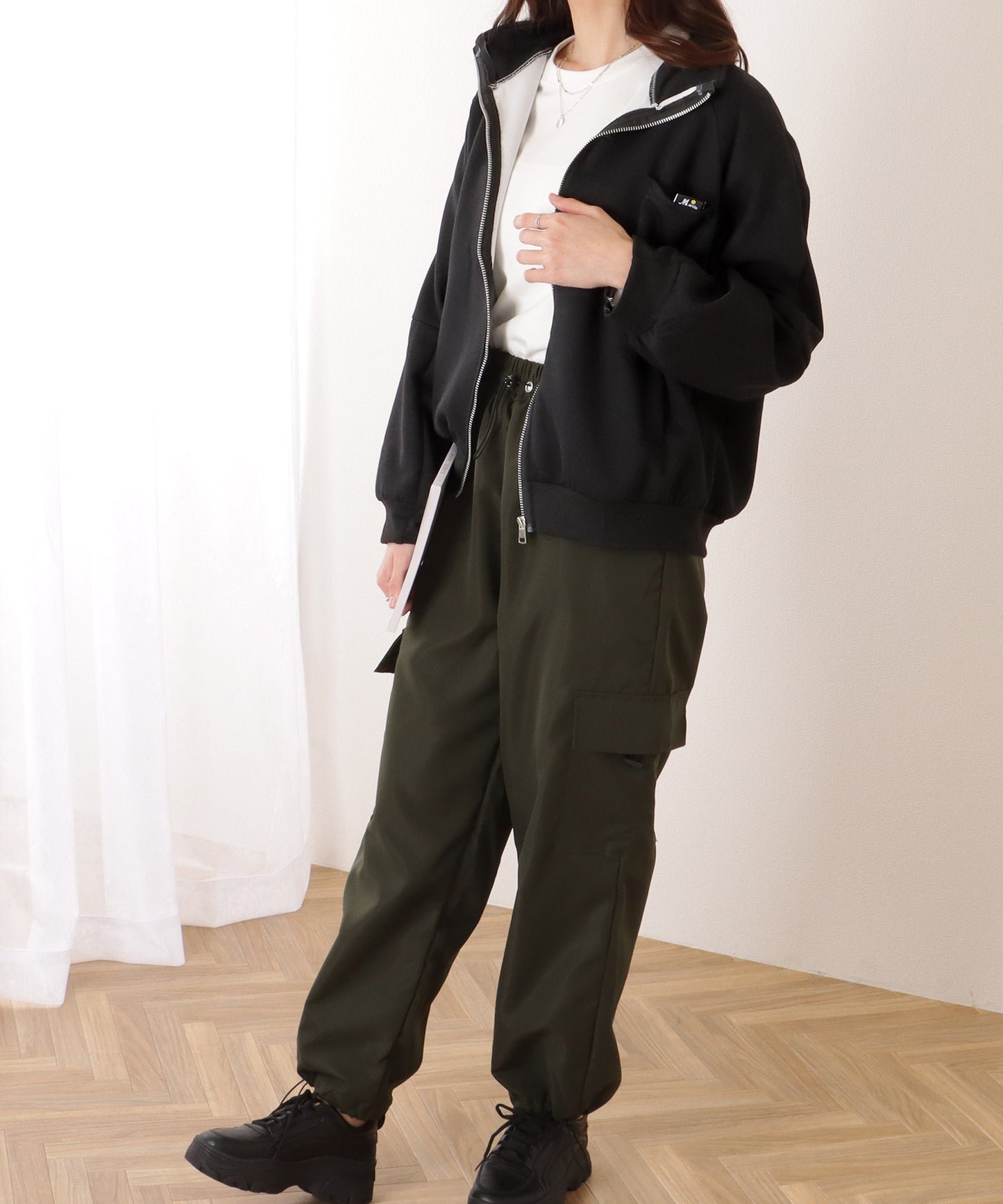 オーバーサイジング フル ジップアップ スタンドカラー ジャケット