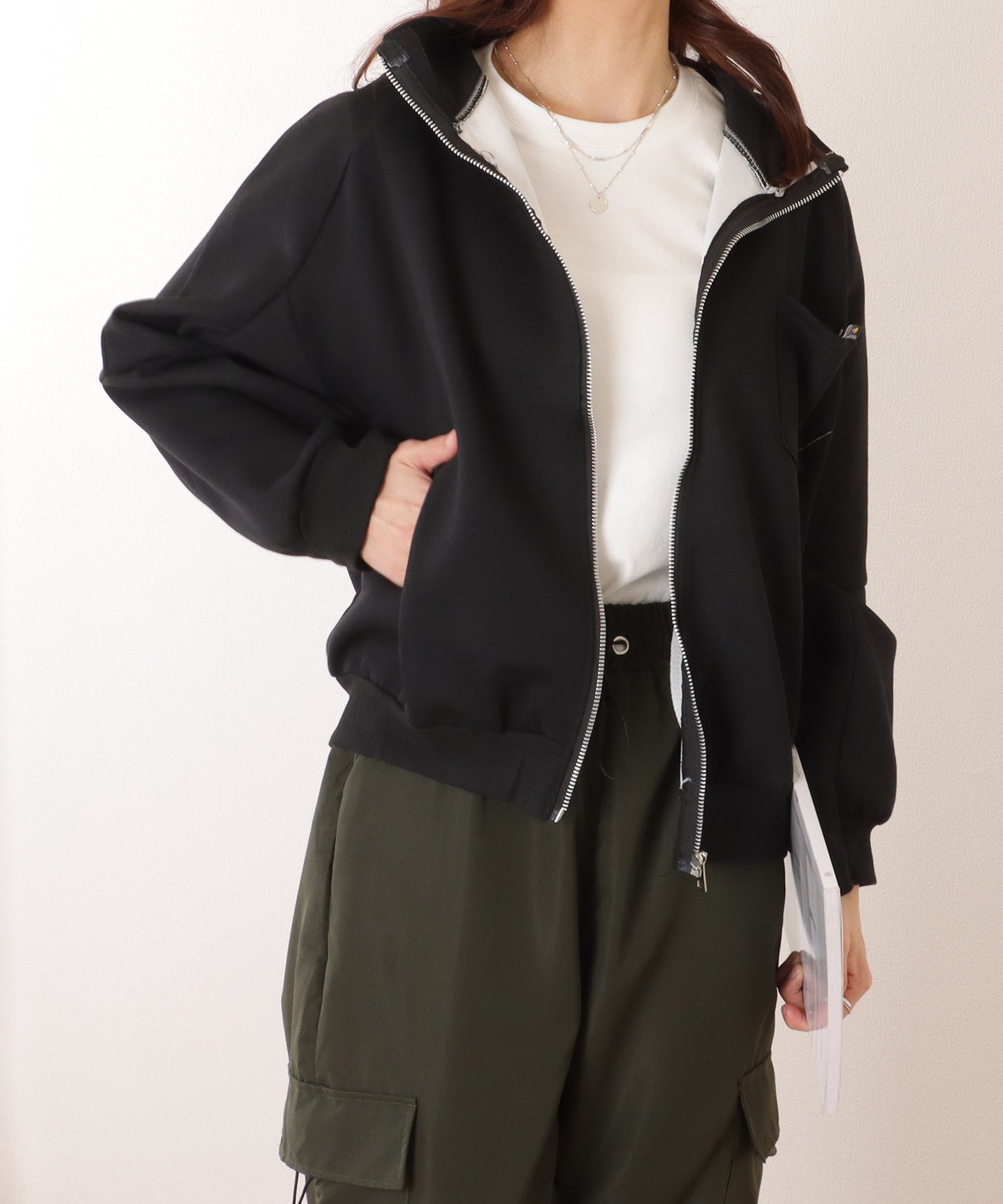 オーバーサイジング フル ジップアップ スタンドカラー ジャケット