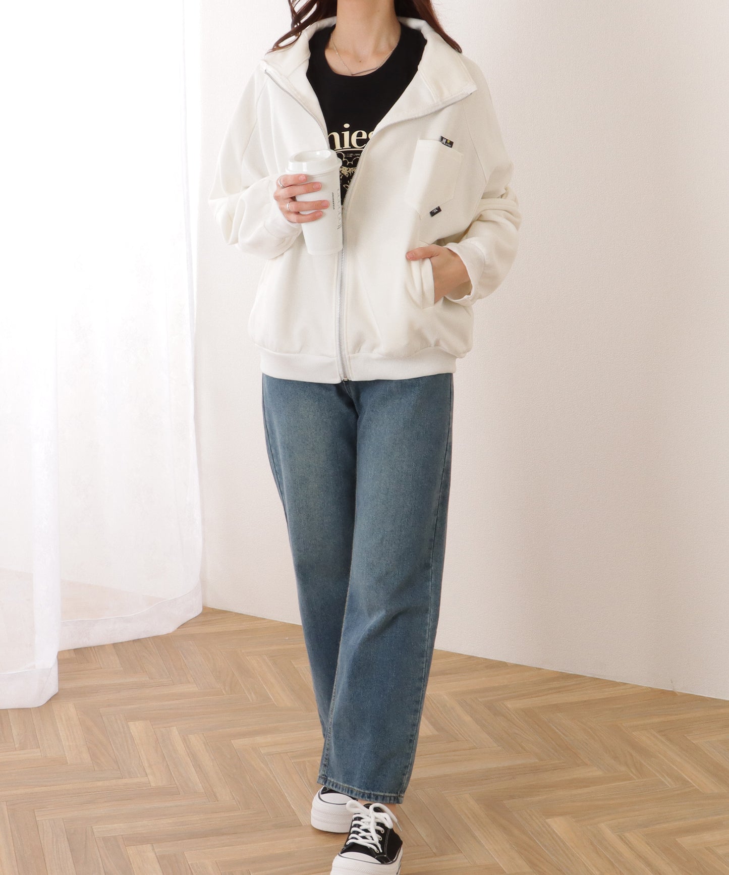 オーバーサイジング フル ジップアップ スタンドカラー ジャケット