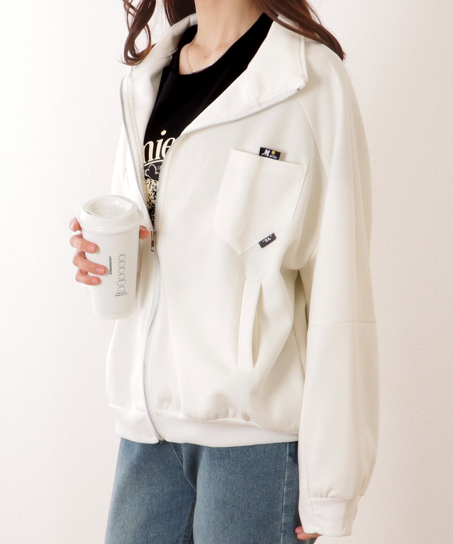 オーバーサイジング フル ジップアップ スタンドカラー ジャケット